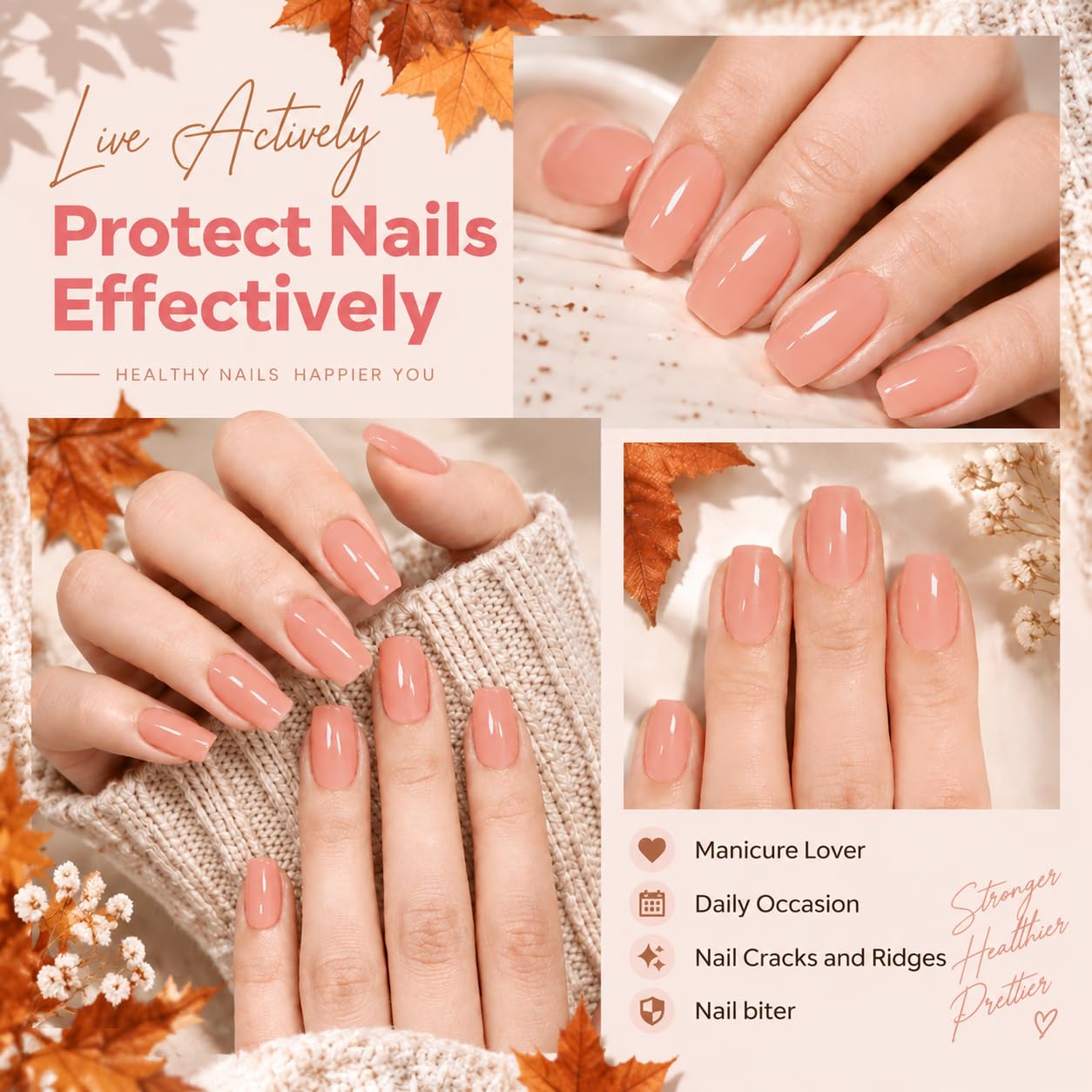Detalle de modelones Nail Strengthener and Growth Extra Strong Nude Polish (15ml) for Damaged Nails