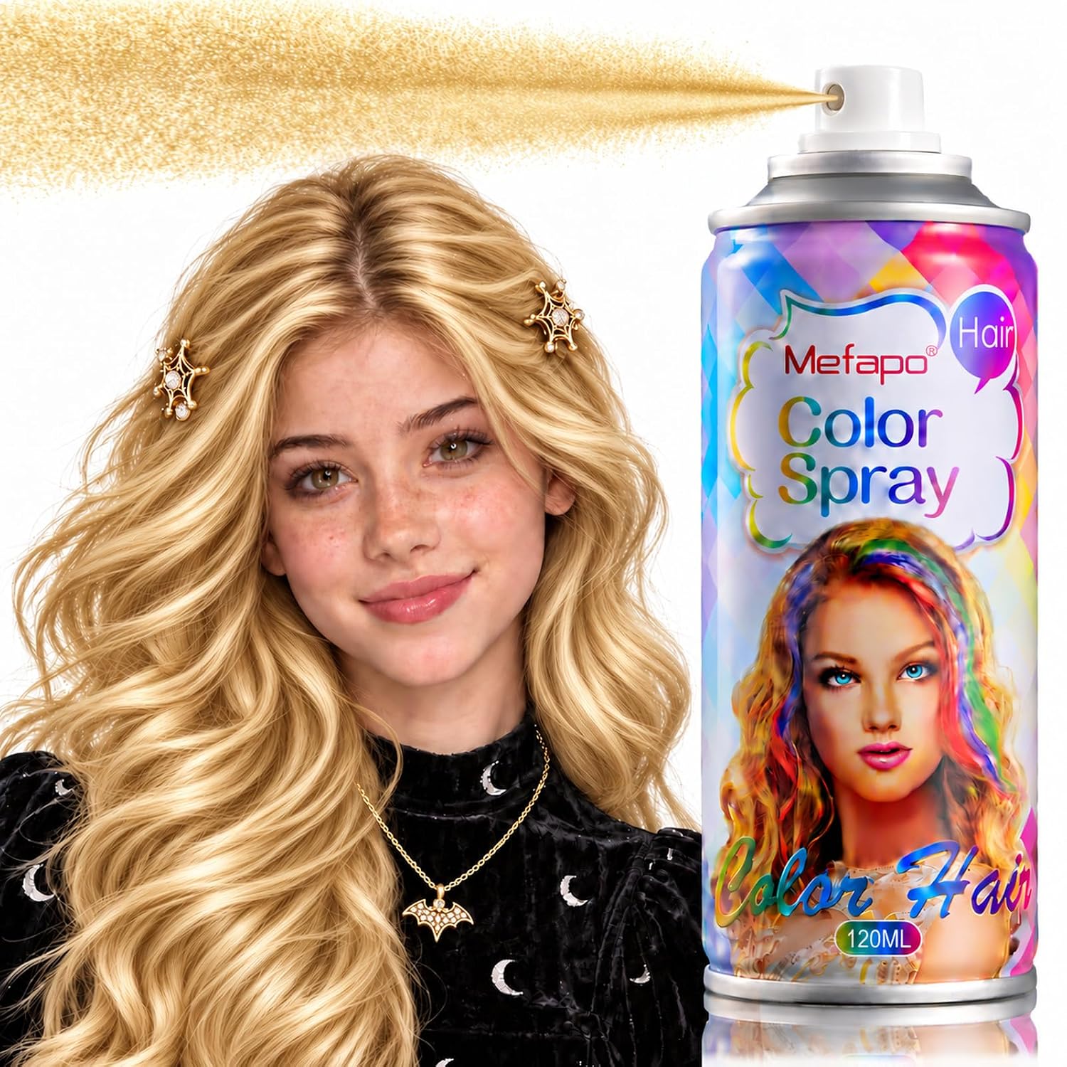 Detalle de KENINA Blonde Hair Spray, Temporary Gold Hair Color, Washable, 120 mL