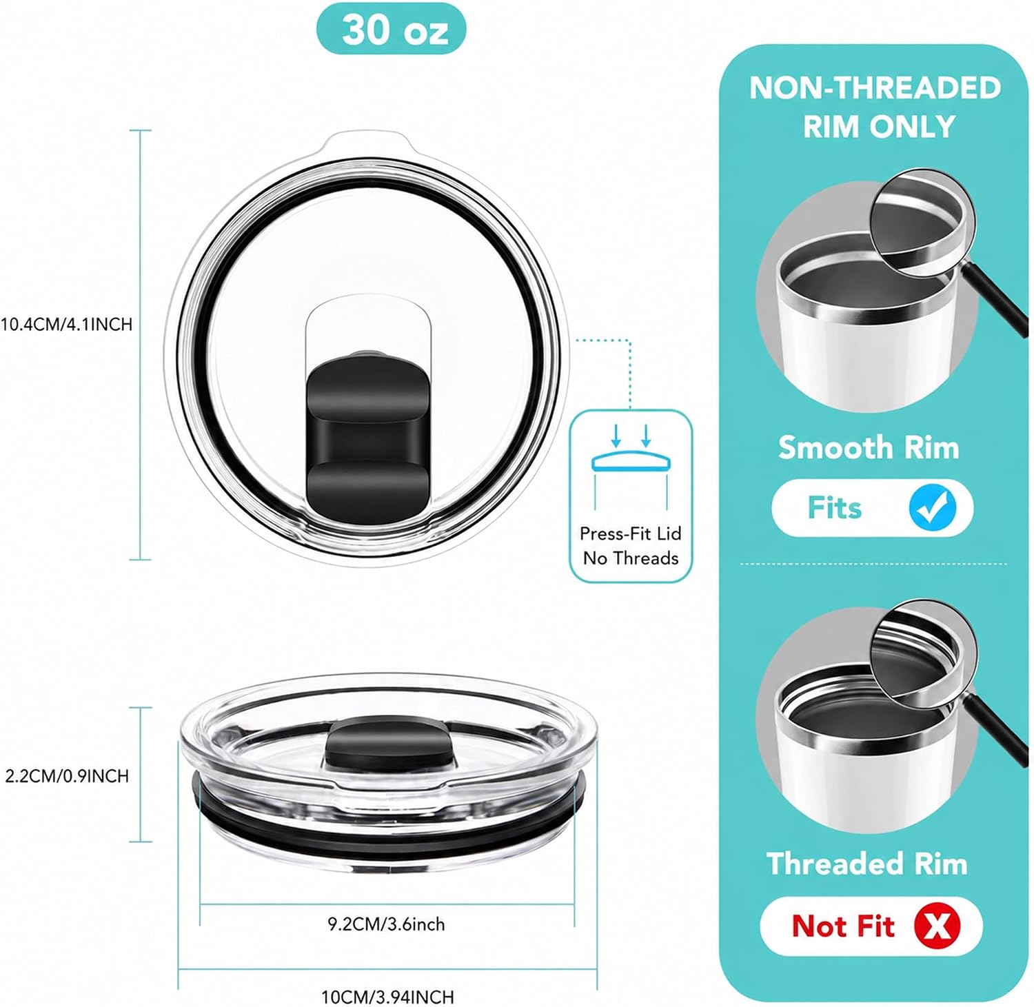 Detalle 2 de SOONSURE SS1225 Replacement Tumbler Lids, 6-Pack with Magnetic Slider