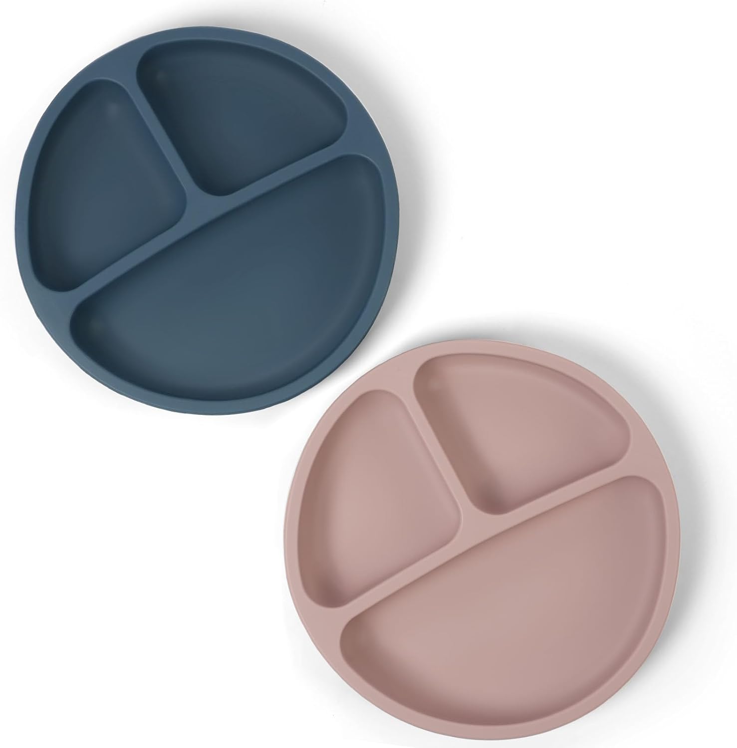Aolso Plate Silicone Suction Plates (2 Pack) – 3-Compartment Weaning Plates for Self Feeding