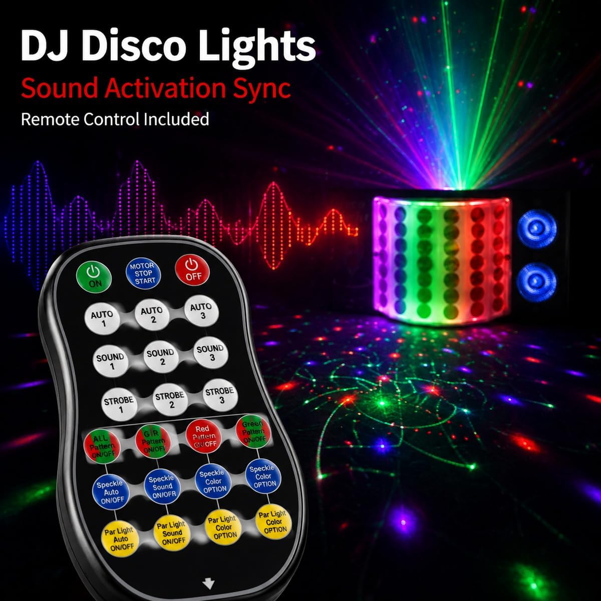 Detalle de Lyiwmg MTD -D10 3-in-1 Disco Light with Sound Activation and Remote