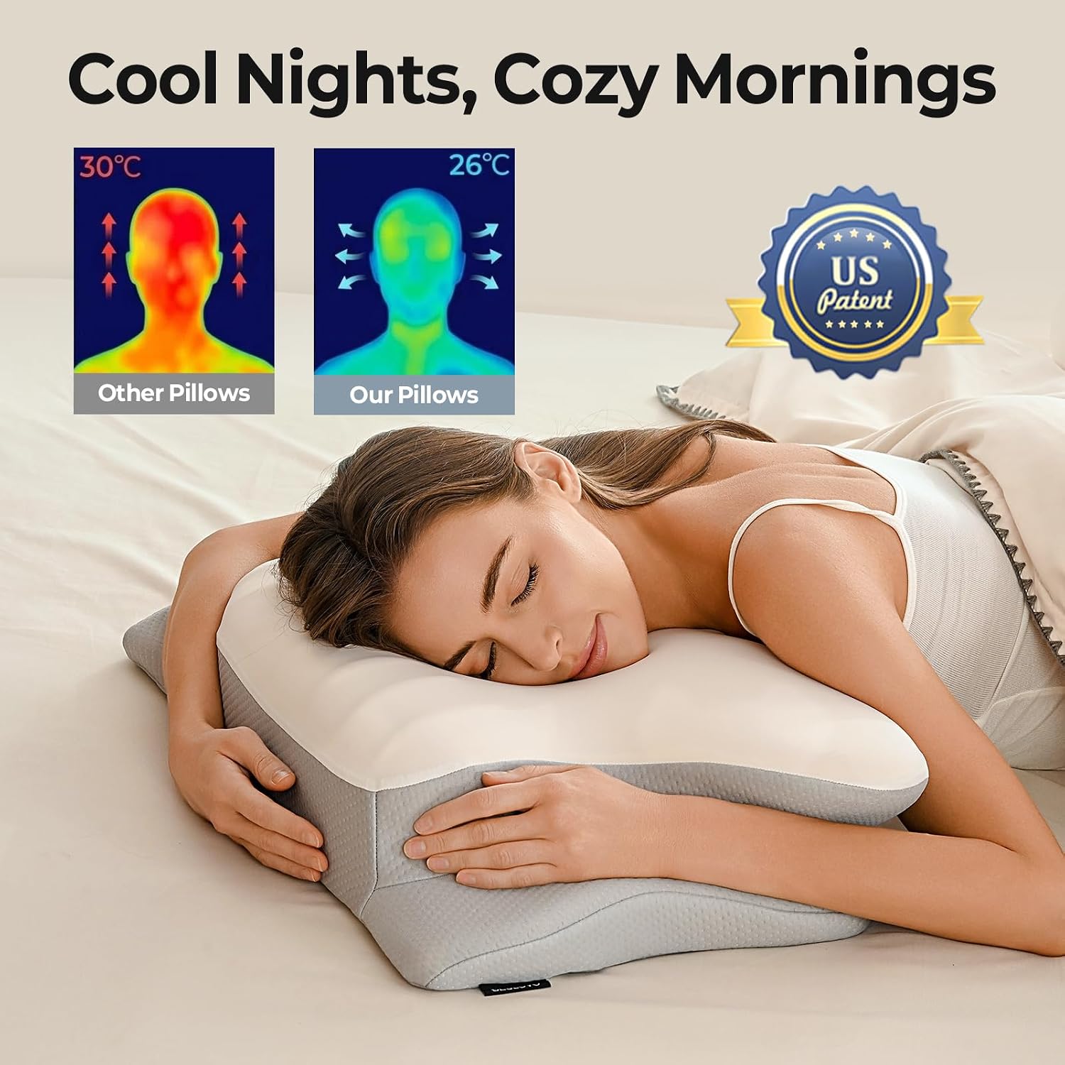 Thumbnail 2 de Ylekto Cervical Neck Pillow for Pain Relief – Two-Height Contour Memory Foam Pillow for Side & Back Sleepers