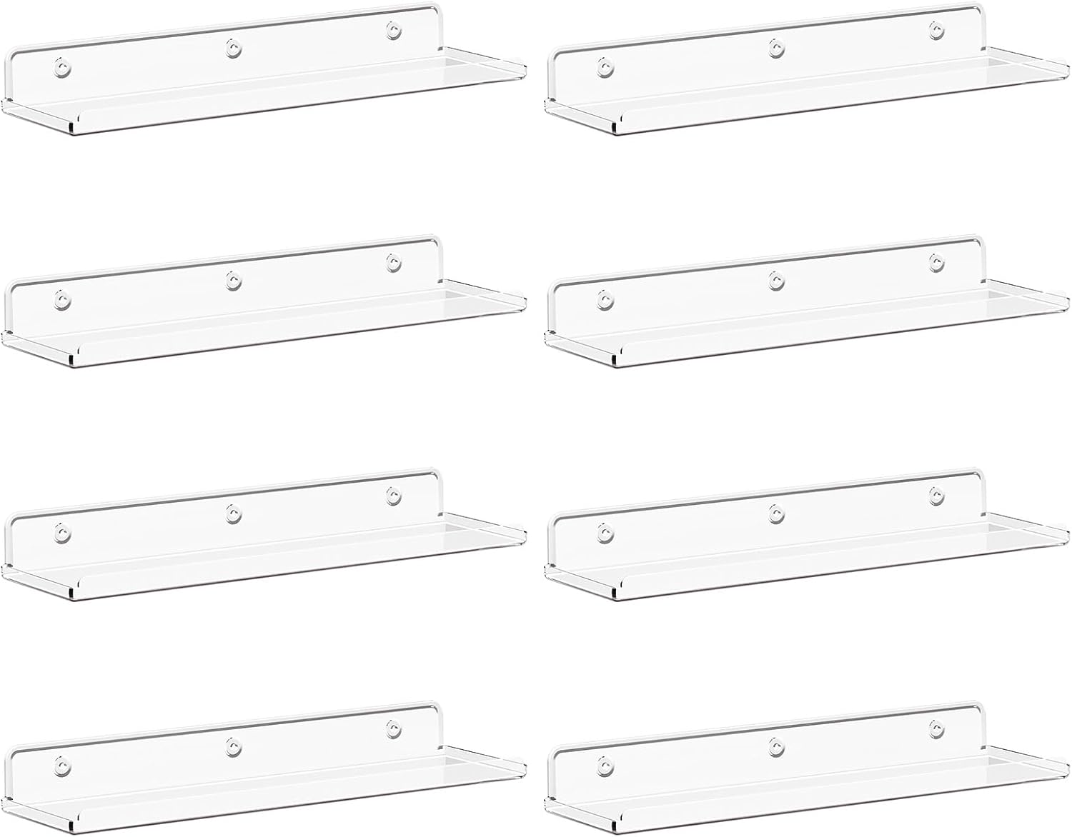 Detalle de Lifewit 23119 Acrylic Floating Shelves, 8-Pack, Clear Wall Display