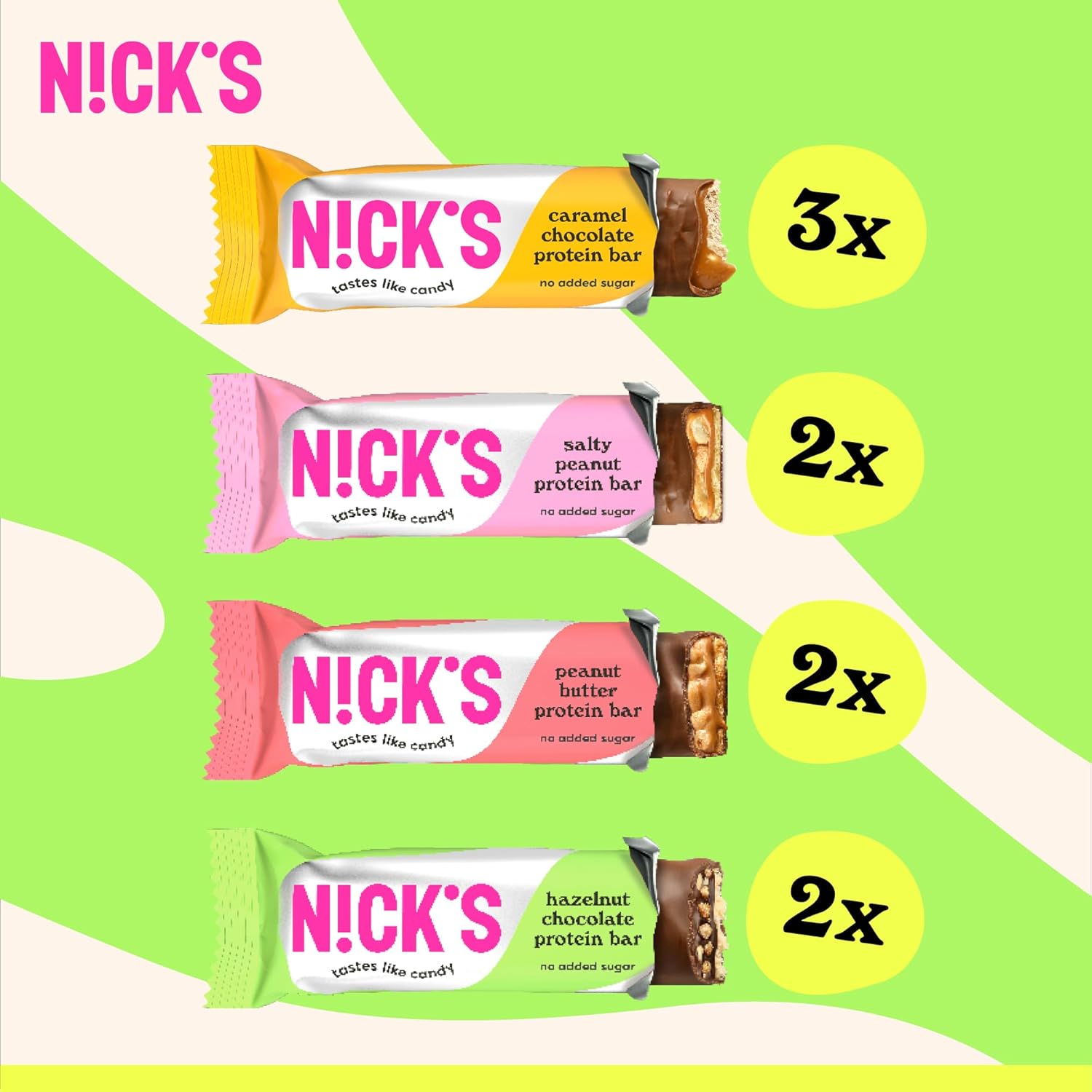 Detalle 2 de NICKS Mix Barritas Proteína 9×50g 🍫