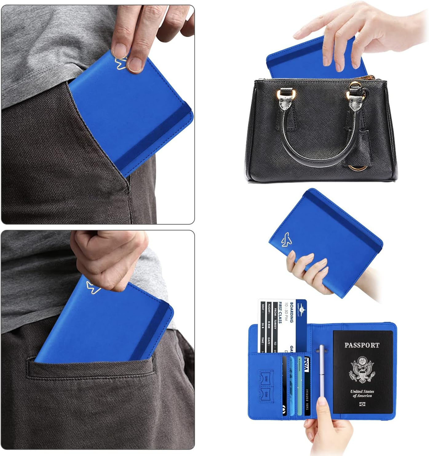 Thumbnail 6 de WALNEW Passport Holder: PU Leather Travel Passport Cover with RFID Shield and Card Slots