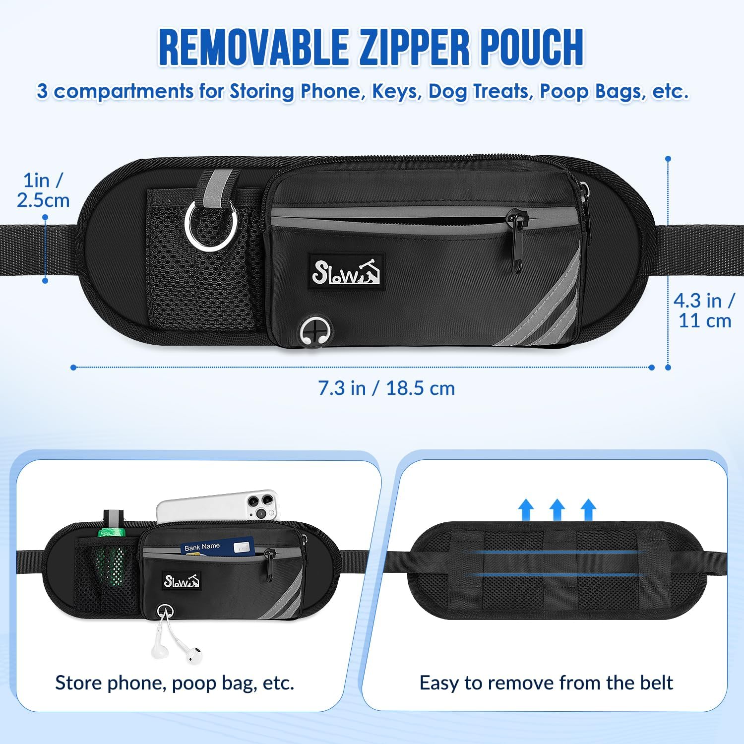 Thumbnail 4 de Eyein Hands Free Dog Lead - Anti Pull Double Dog Lead with Removable Pouch