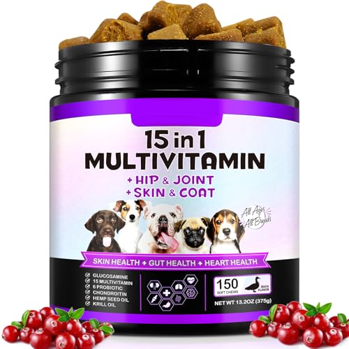 Detalle de Bieyoc 15 en 1: golosinas multivitamínicas para perros (sabor pato) – 150 masticables