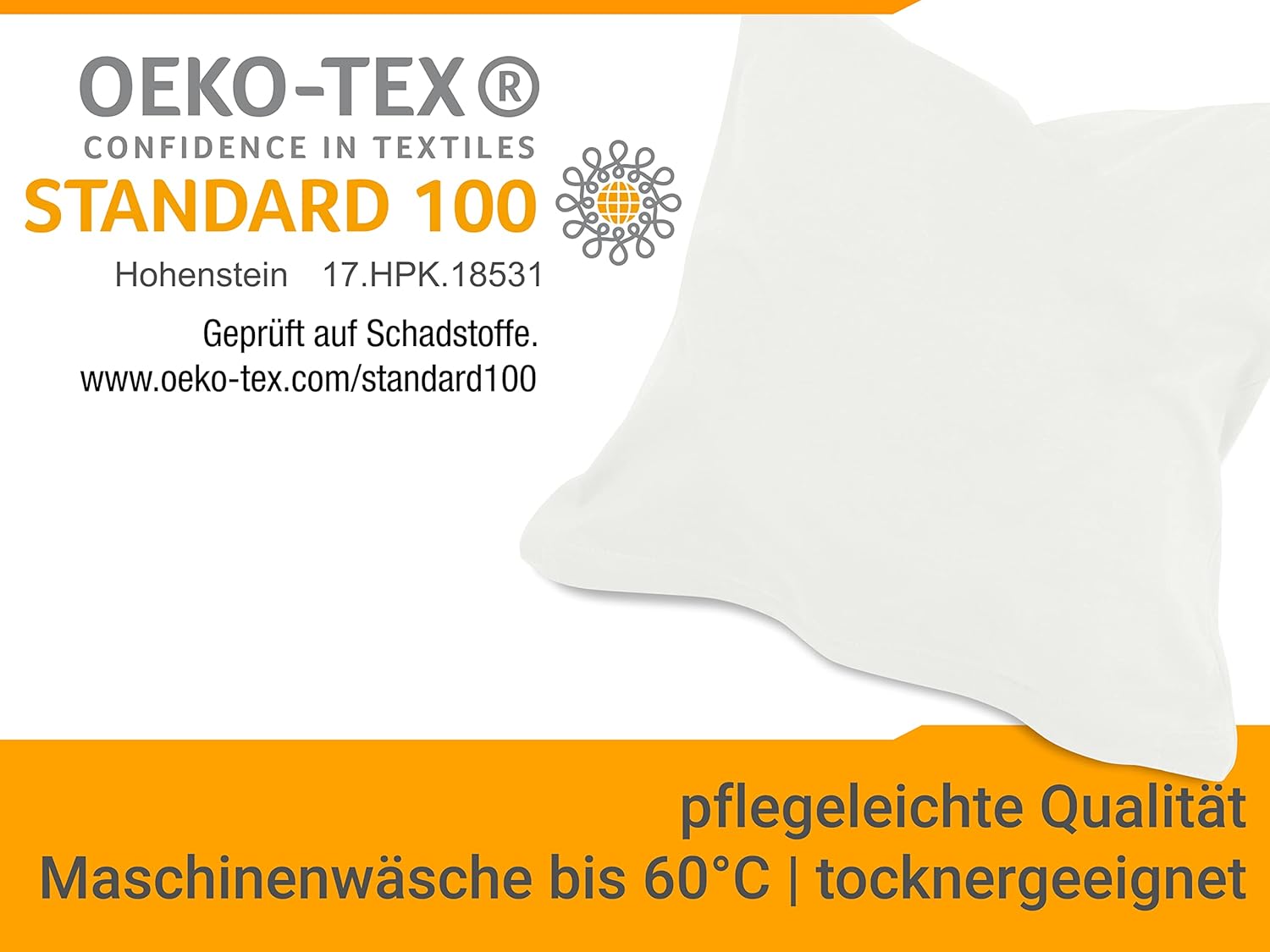 Detalle de npluseins 2er Pack Federe Jersey di Cotone 80x80 cm, Bianco – Set da 2