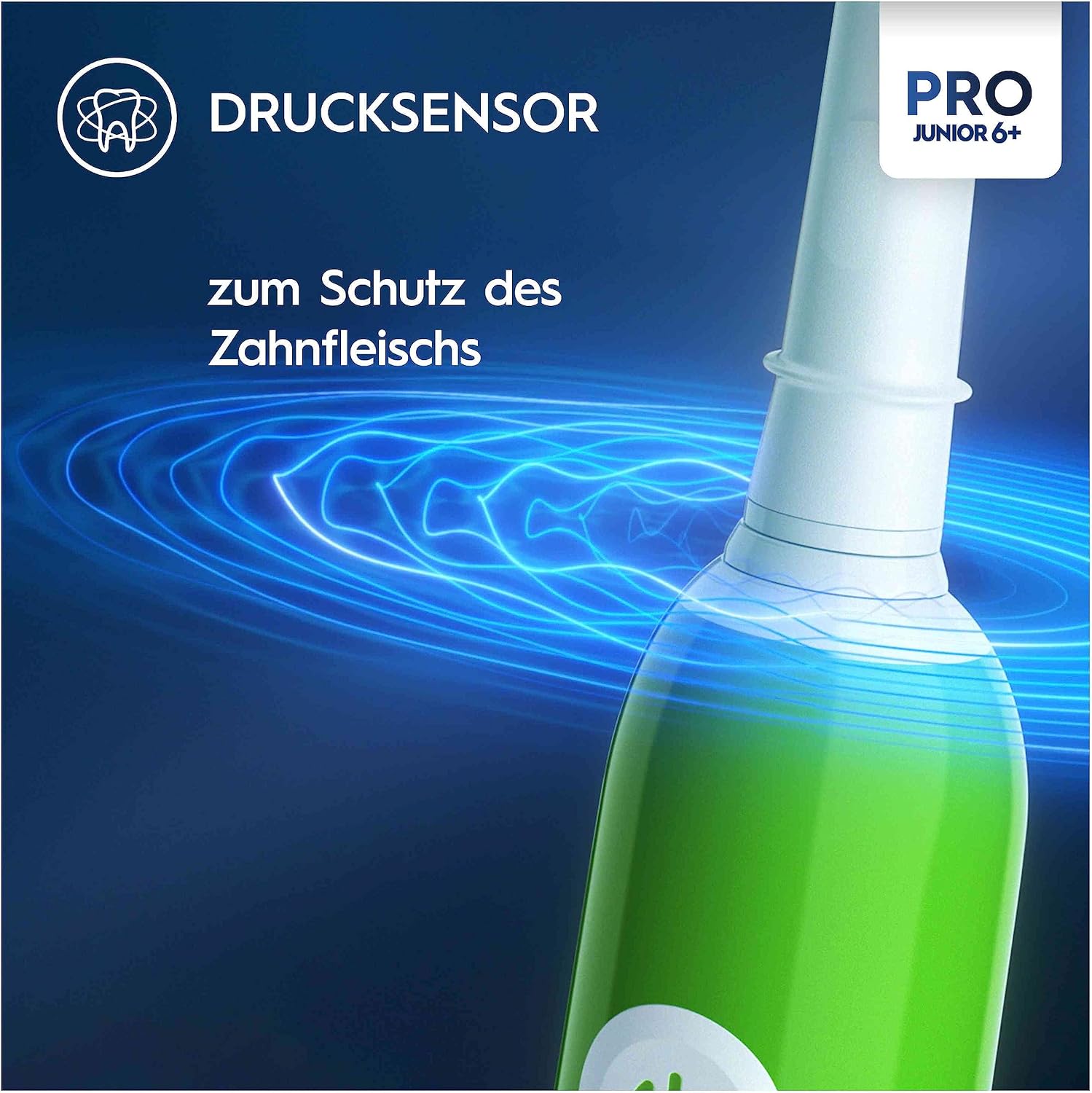 Detalle de Oral-B Pro Junior Elektrische Zahnbürste für Kinder (6+) – Designed by Braun, Grün