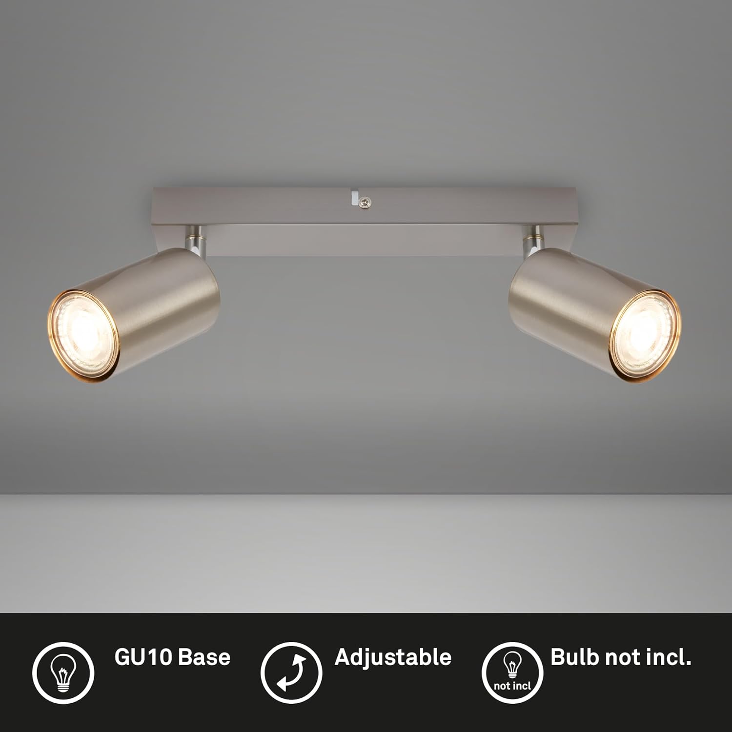 Detalle de BRILONER Plafonnier Pivotant GU10 Max 9W – Nickel Mat