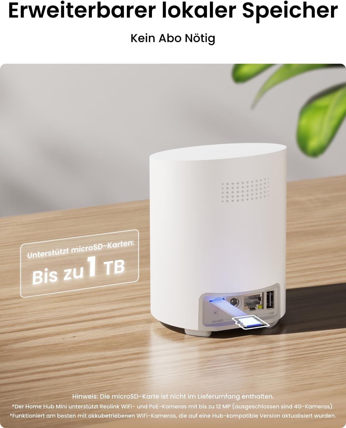 Detalle 2 de Reolink 2K WLAN-Überwachungskamera-Set außen mit Solar & Akku, 360°-Schwenk, KI-Erkennung (Home Hub Mini + 2× Argus PT Lite)