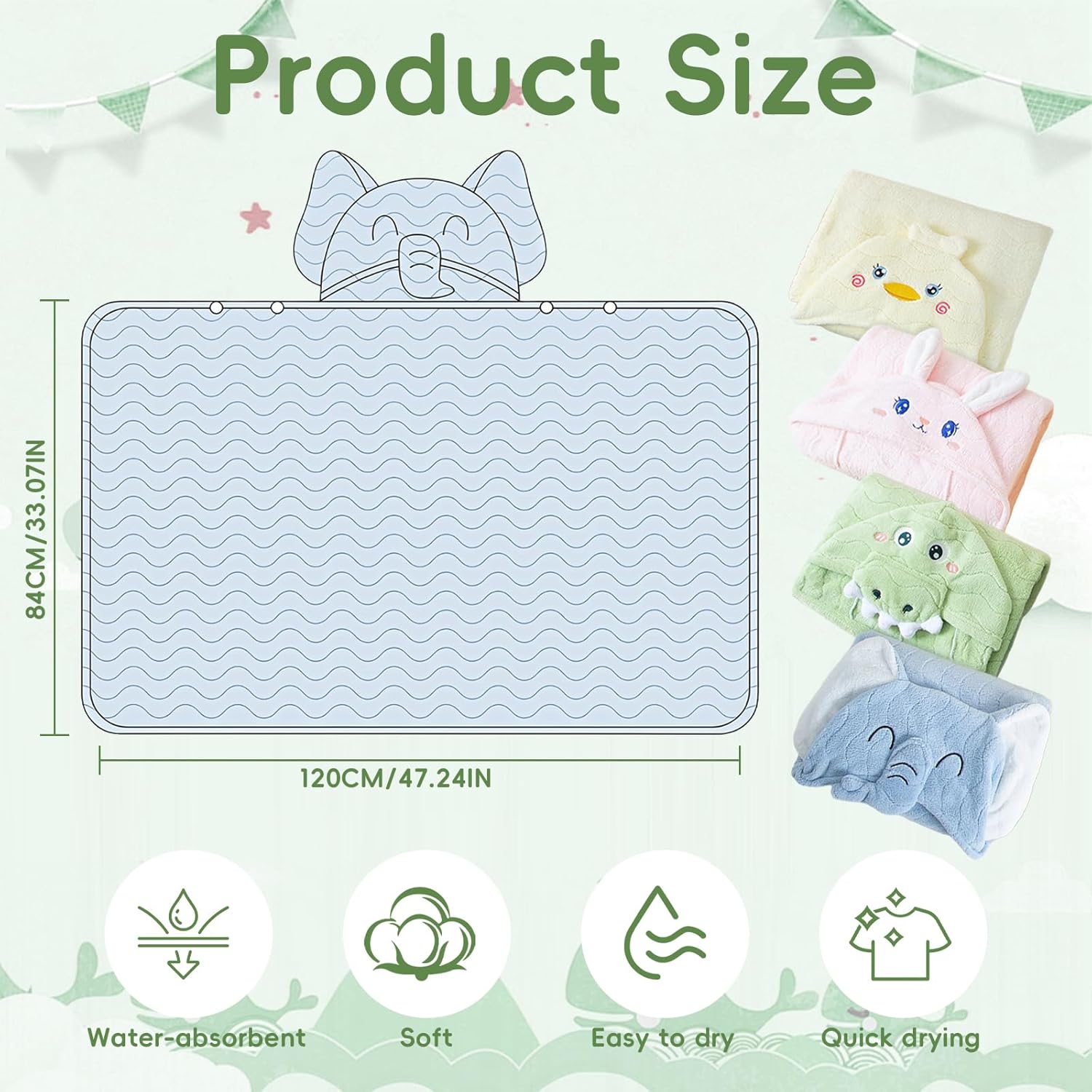 Thumbnail 1 de HAGOT Hooded Baby Towel 120x84cm: Soft, Absorbent and Practical Bath Towel for Newborns to Toddlers