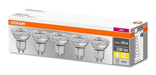 Detalle 2 de Osram LED Base PAR16 GU10 – 5er Pack, warmweiß, 36° Abstrahlwinkel, nicht dimmbar
