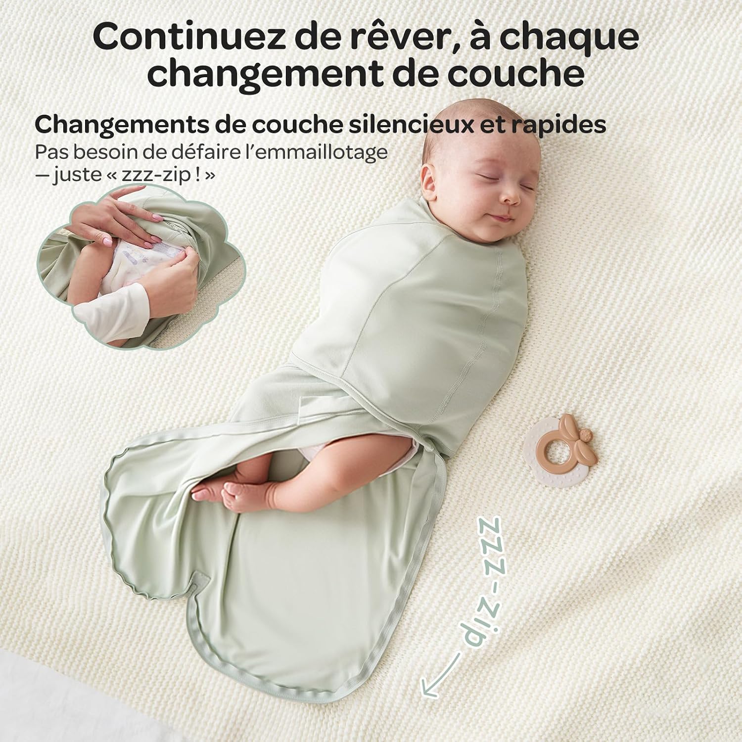 Thumbnail 3 de Momcozy Couverture Emmaillotage Bébé – Pack de 2, Bleu-Vert, Fermeture Silencieuse