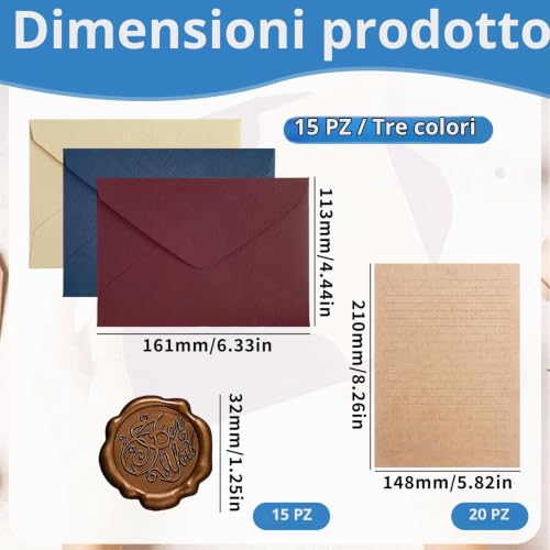 Thumbnail 1 de YEDOUALE Set di cancelleria vintage da 50 pezzi con buste in lino e carta A5