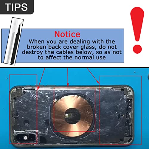 Detalle de ZHUROUPU Vidrio de Cubierta Trasera para iPhone XS — Kit de Reparación Profesional con Adhesivo Preinstalado