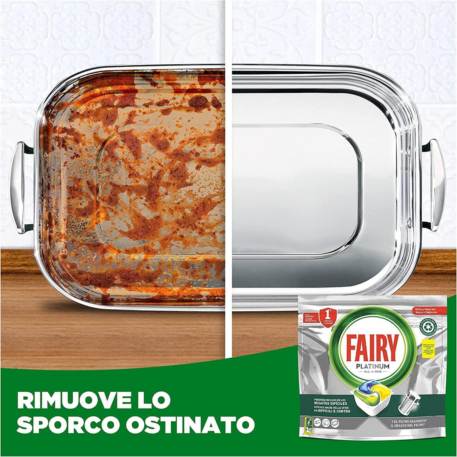 Detalle 2 de Fairy Platinum pastiglie lavastoviglie 180 capsule 🍽
