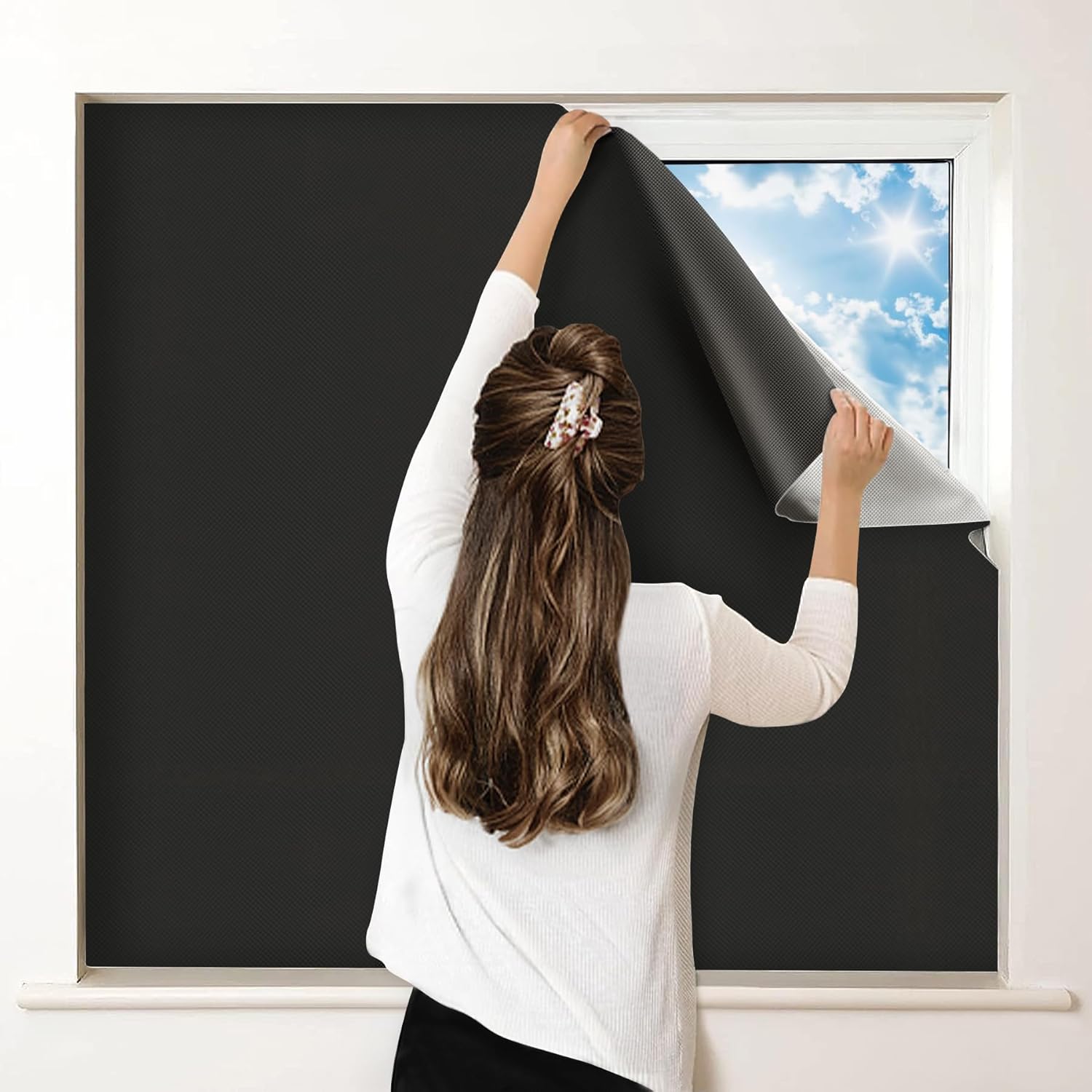Detalle de Portable DIY 100% Blackout Curtains (No-Drill Window Shades) for Bedroom, Travel & Dorm Rooms, 118" x 57