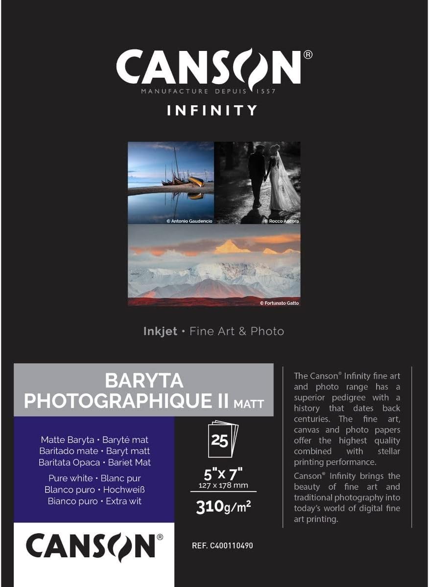Detalle de Canson Infinity Baryta Photo II Carta fotografica 25 fogli 310 g (12,7 x 17,8 cm)