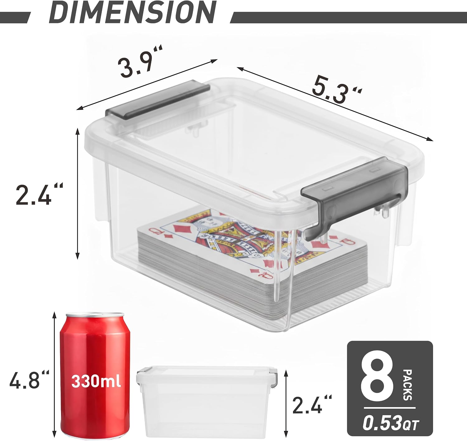 Detalle de Citylife 8-Pack Clear Plastic Bead Organizers, 0.53-Quart with Latching Lids