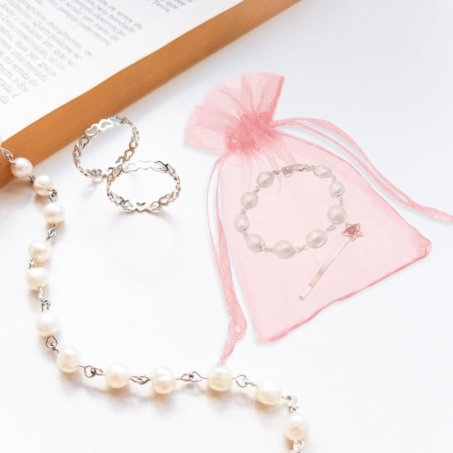 Thumbnail 6 de G2PLUS Baby Pink Organza Gift Pouches 10x15 cm