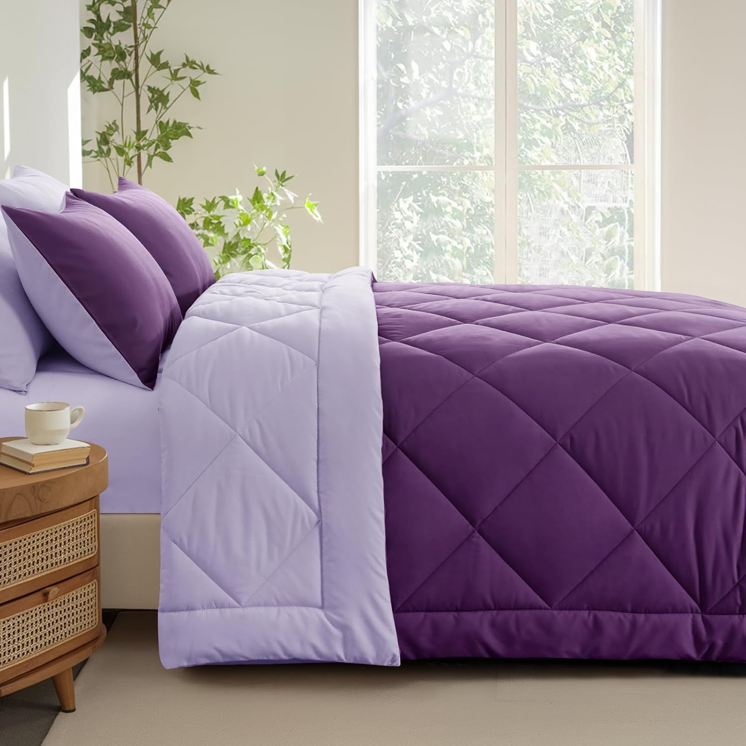 Thumbnail 2 de Aisbo Coverless Duvet Super King 10.5 Tog (260x220cm) Purple Cosy Lightweight Quilt with 2 Pillowcases