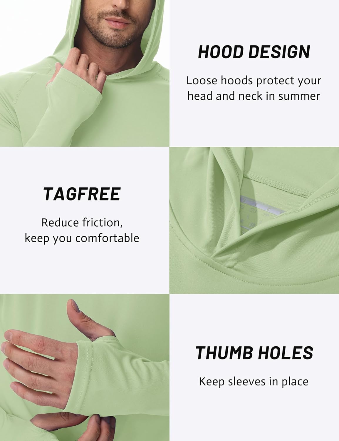 Detalle de TACVASEN felpa da uomo con cappuccio e protezione solare UV UPF 50+ a maniche lunghe