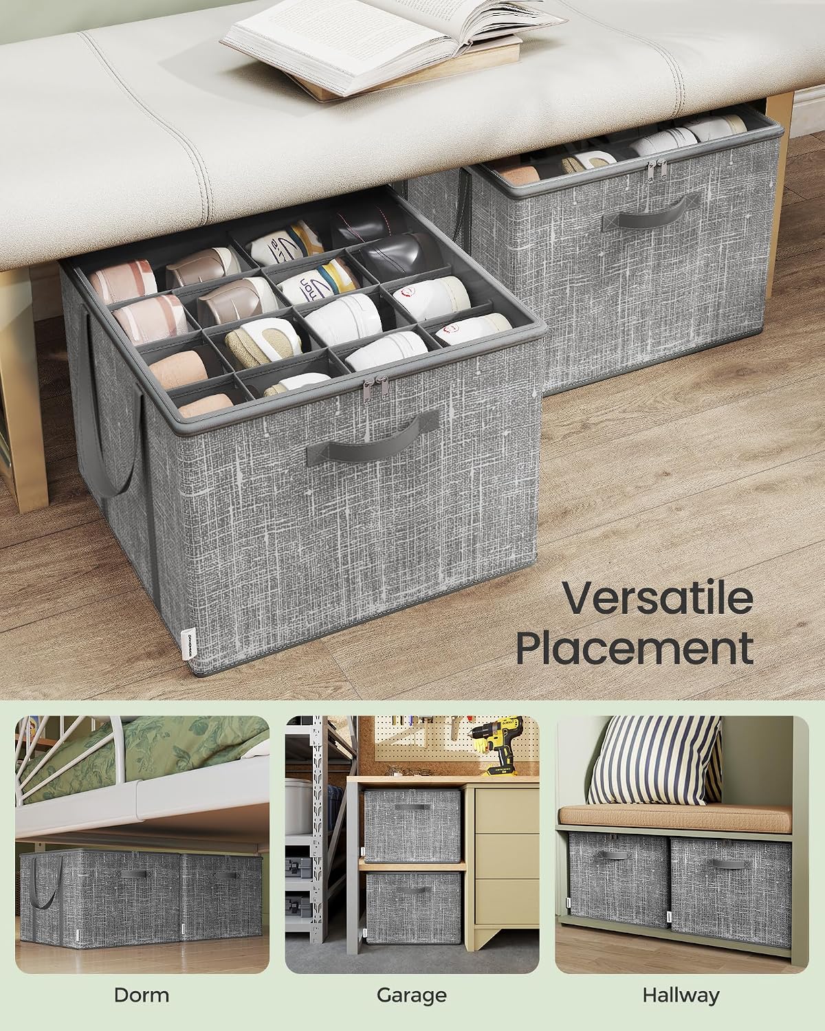 Detalle de SONGMICS Tina Collection LSP601G01 Shoe Organiser Box, Clear Lid, Grey