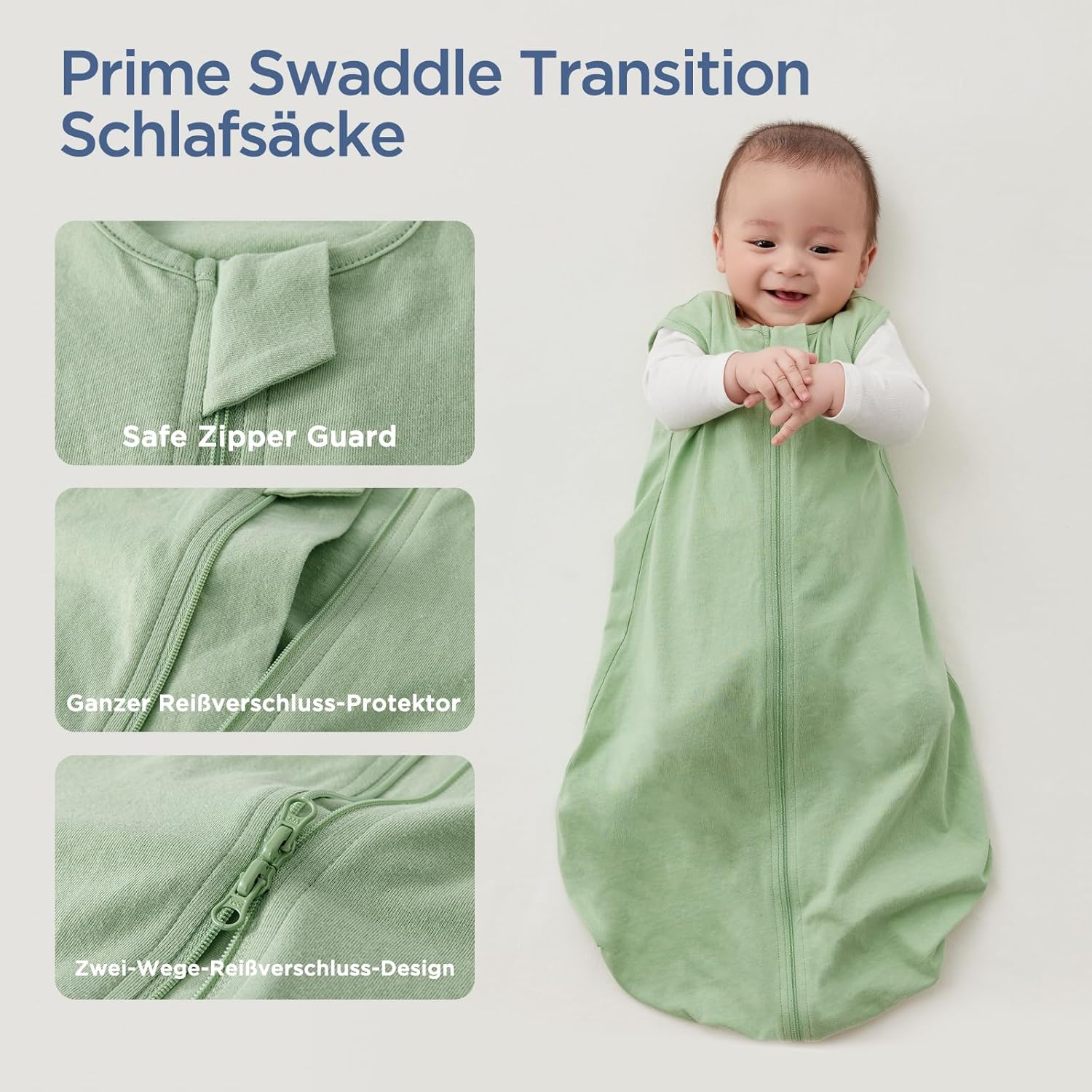 Thumbnail 2 de Duomiaomiao Baby Sleeping Bag 2 Pack: 0.5 Tog, 100% Cotton Summer Sleep Sack (18-36 Months) in Green Flowers
