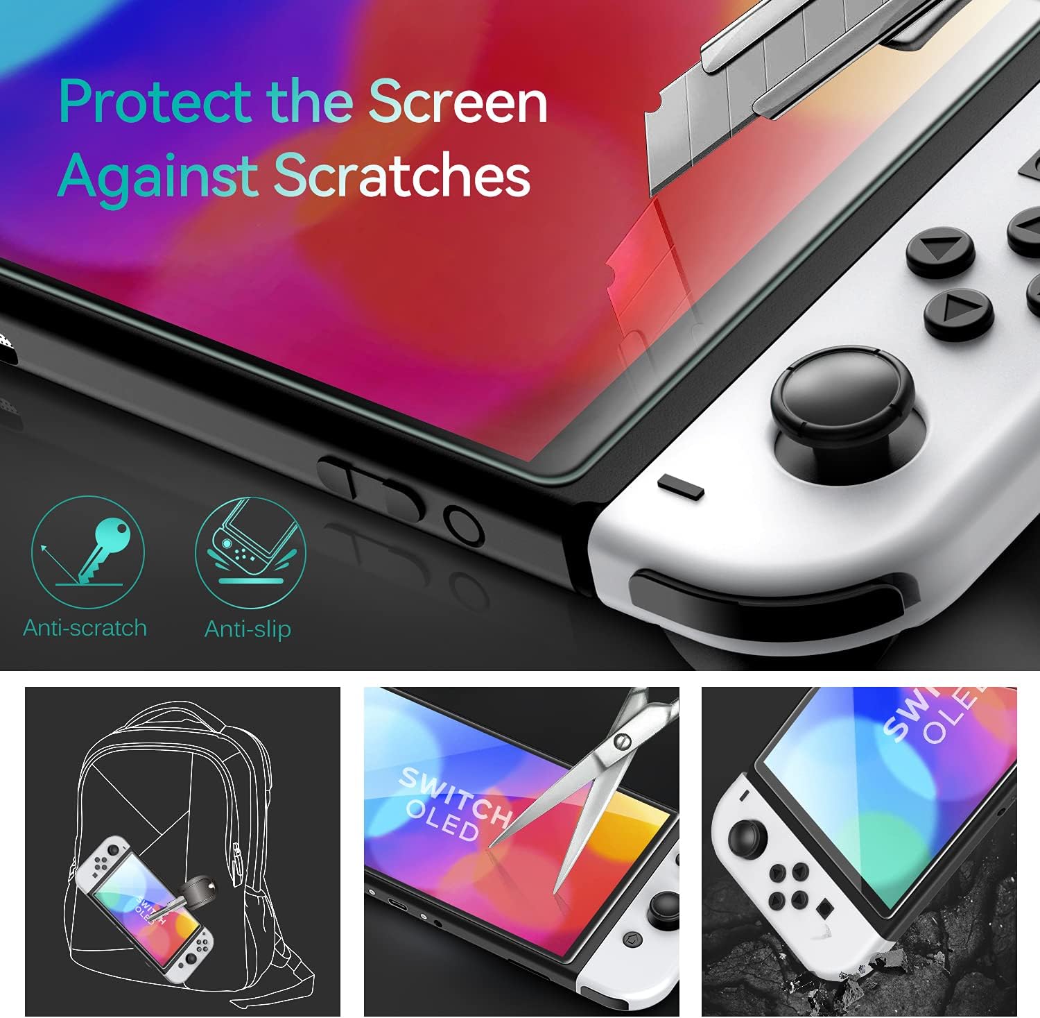 Thumbnail 6 de ivoler 4 Pack Tempered Glass Screen Protectors for Nintendo Switch OLED (7") with alignment frame tool
