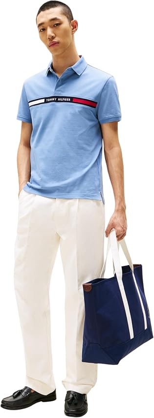 Detalle de Tommy Hilfiger Polo Chest Insert XL azul 96% algodón