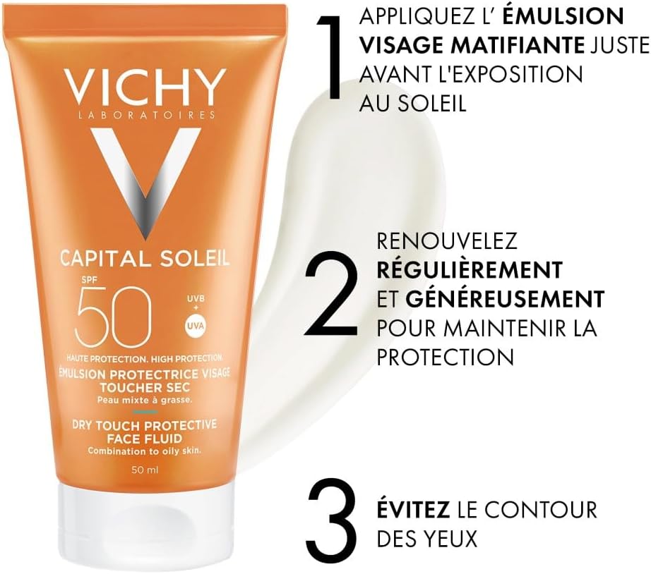 Thumbnail 6 de Vichy Capital Soleil Émulsion Toucher Sec SPF 50 – Crème Matifiante pour Peaux Mixtes à Graisses
