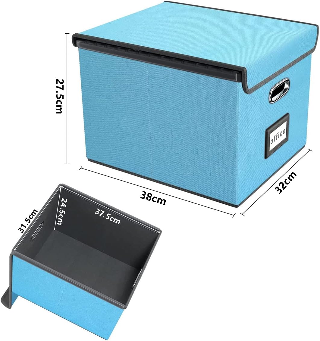 Detalle 2 de TORASO LG-Sky Blue-2pcs Collapsible Linen File Organizer Boxes with Lids