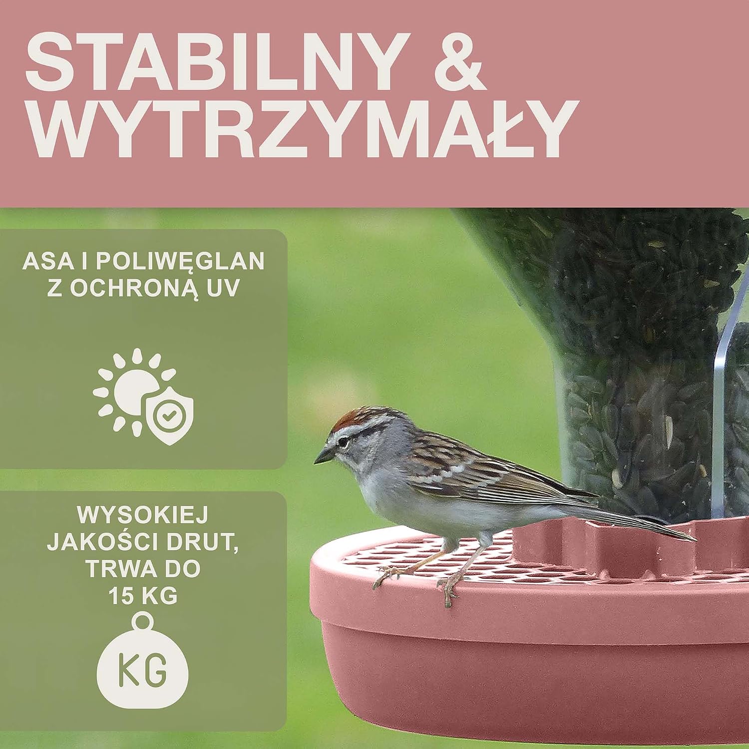 Thumbnail 3 de SWISSINNO Davos SMART BIRDS – wiszący karmnik z podwójnymi komorami, Dusty Rose