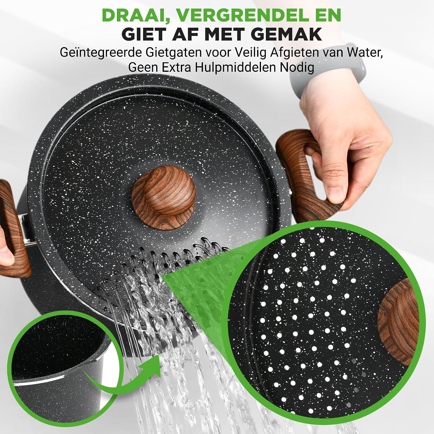 Thumbnail 1 de NutriChef NCMK2217 pastapan 5,1 liter met vergietdeksel en antiaanbaklaag