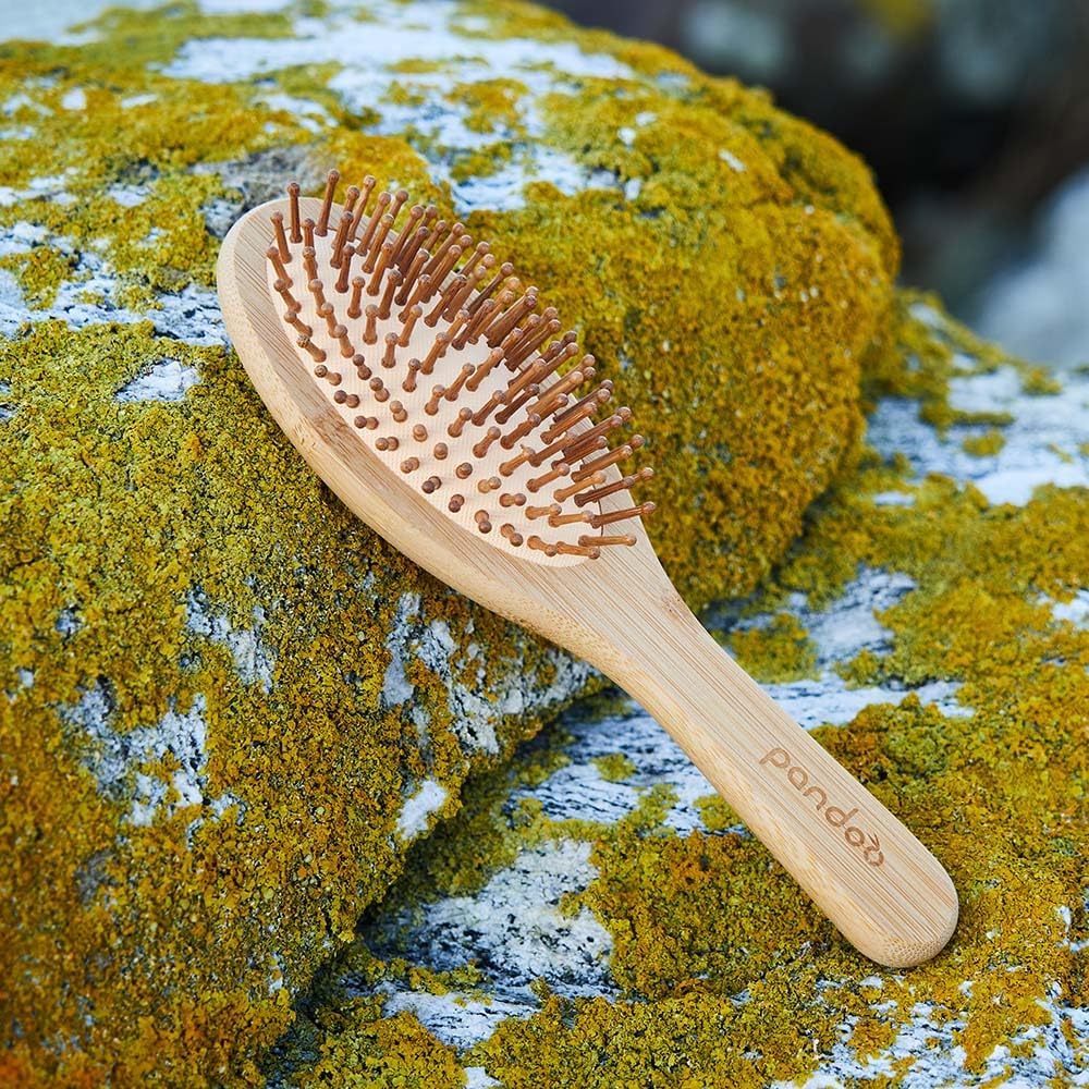 Thumbnail 3 de pandoo Spazzola per capelli in bambù con setole naturali (vegan) per uomo, donna e districante
