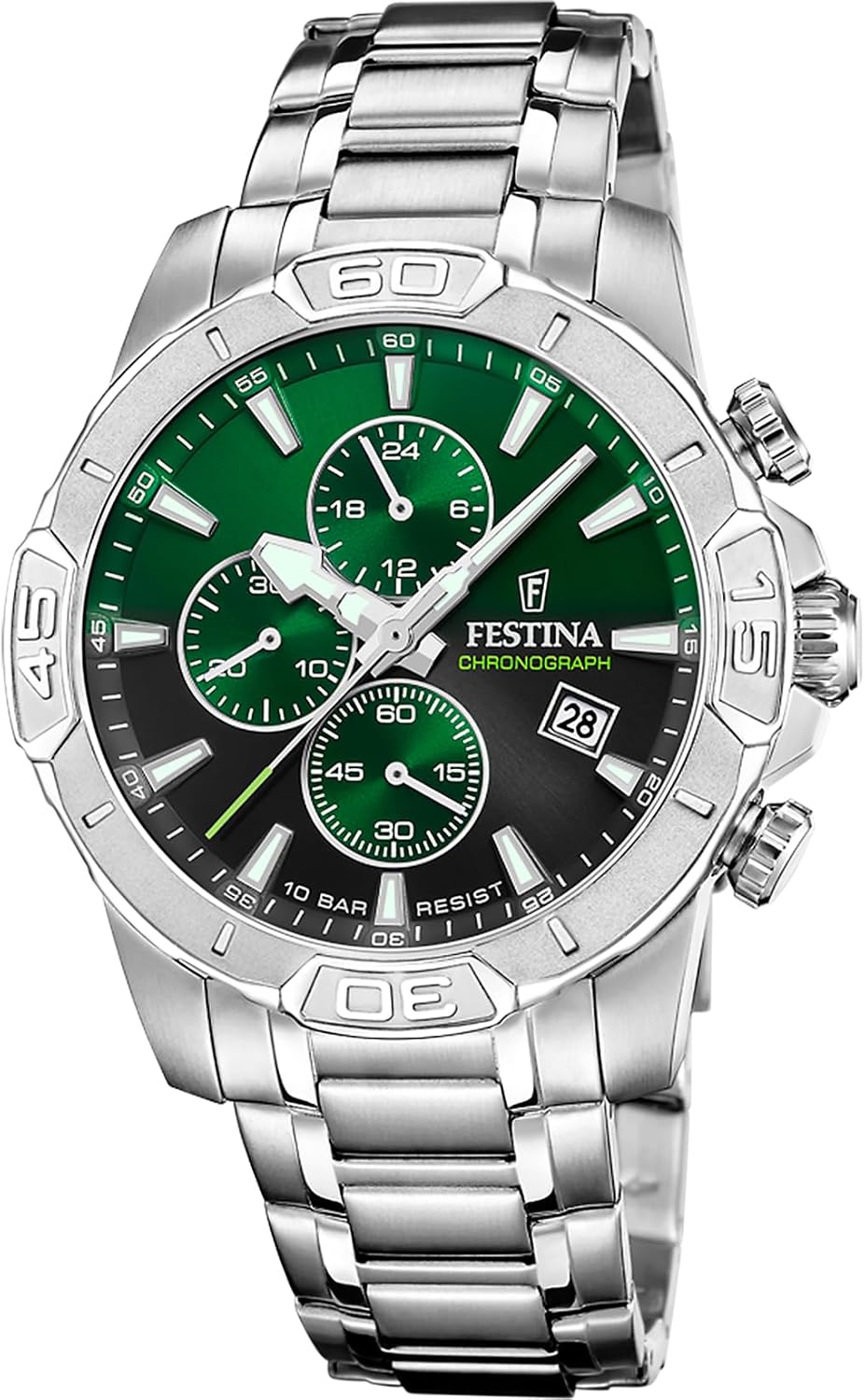 Detalle de Festina Timeless Chronograph Herren Uhr analog aus Edelstahl 316L (Quarzwerk, Mineralglas, 10 ATM) F20704/5