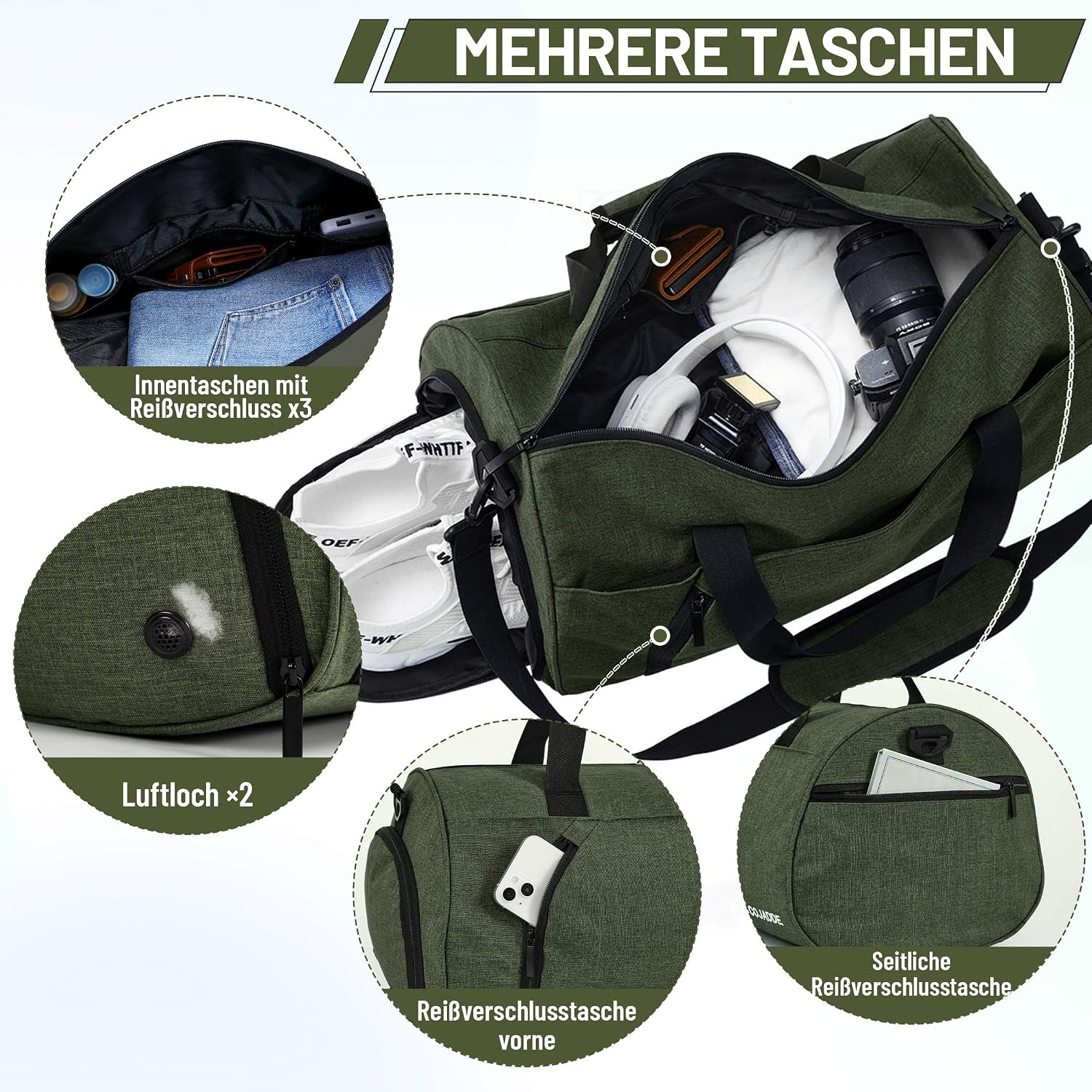 Detalle de BECOJADDE Sporttasche Duffel Bag 25L