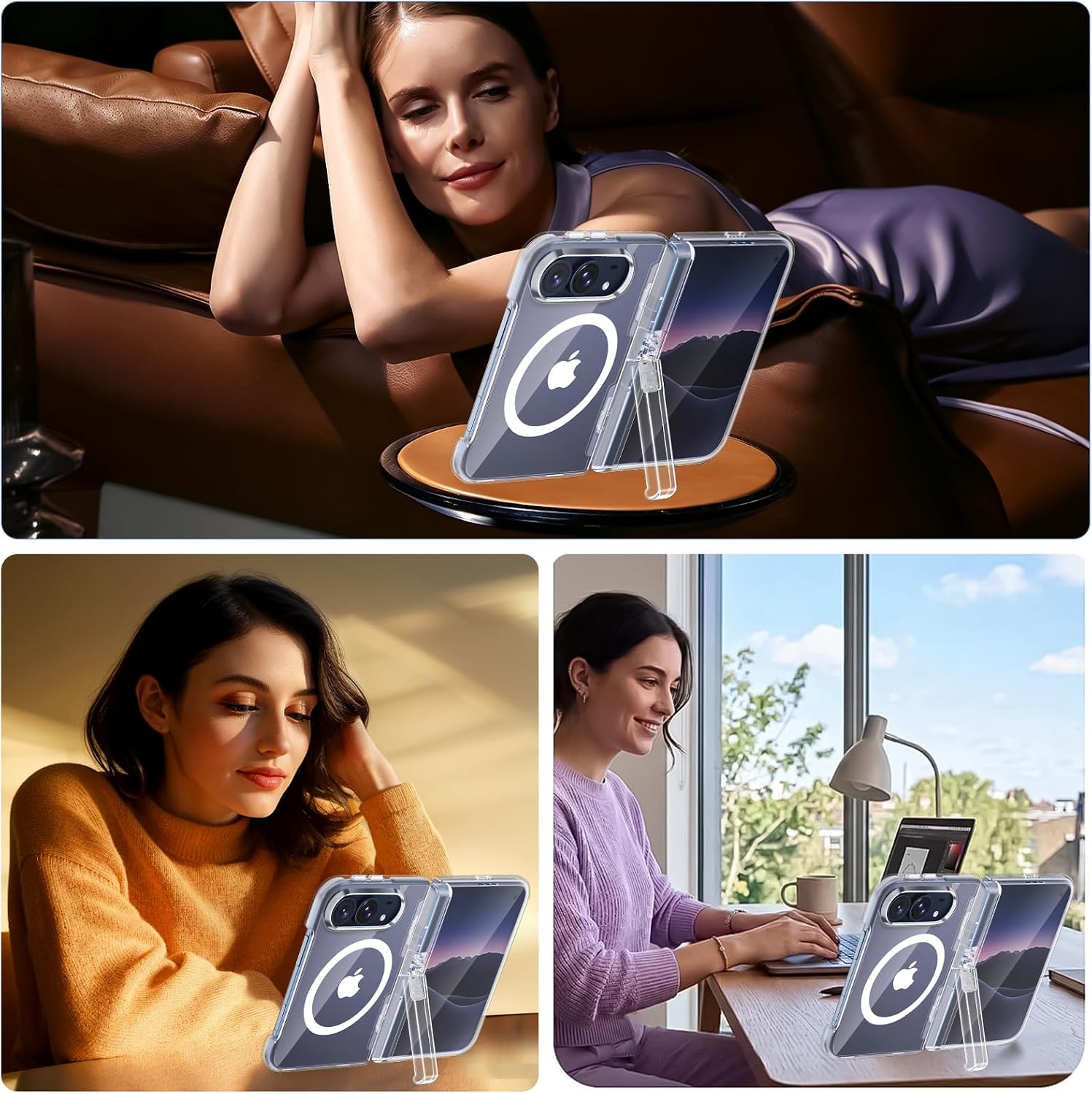 Thumbnail 6 de H HUALELE Magnetic iPhone Duo Case with Kickstand, Hinge and Screen Protection