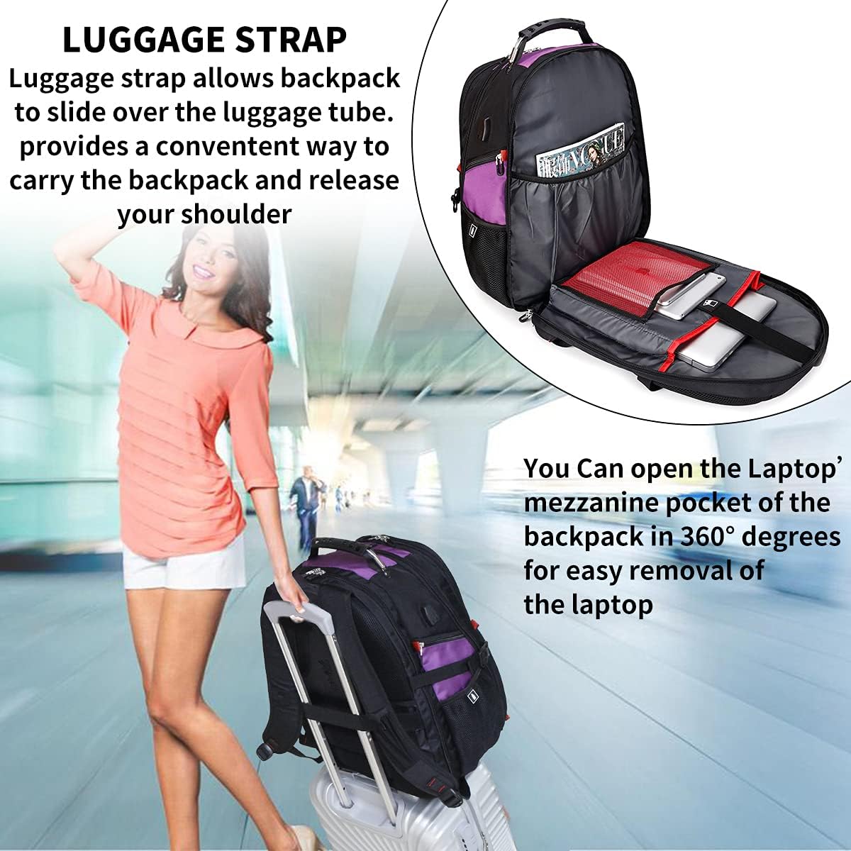 Detalle 1 de SHRRADOO Laptop Backpack 50L