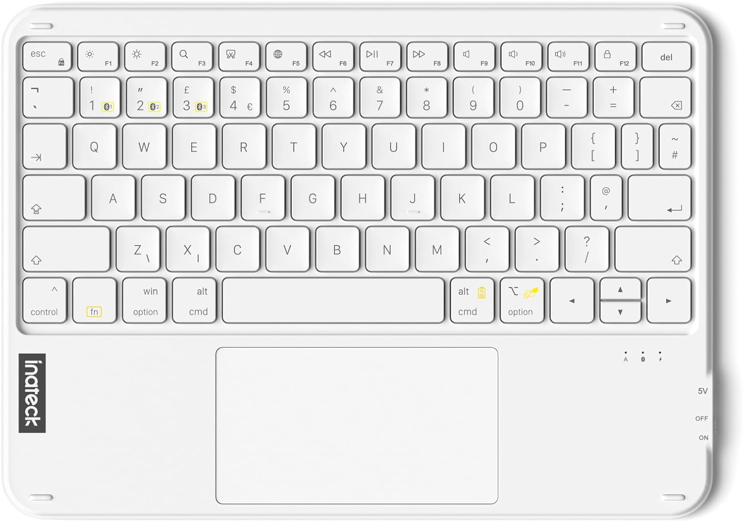Detalle de Inateck Tablet Bluetooth Keyboard with Touchpad (KB01105) – White