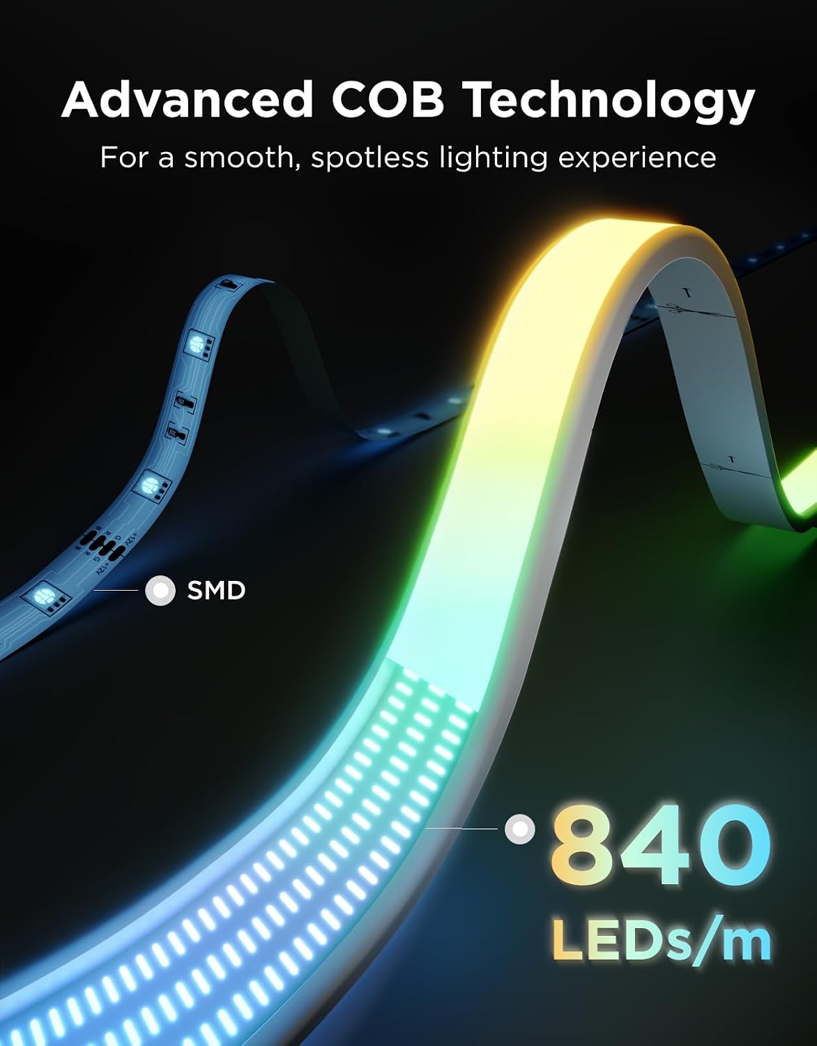 Thumbnail 1 de Govee H1AB2 COB LED Strip Lights 2, RGBIC, 840 LEDs/m, 16.4 ft
