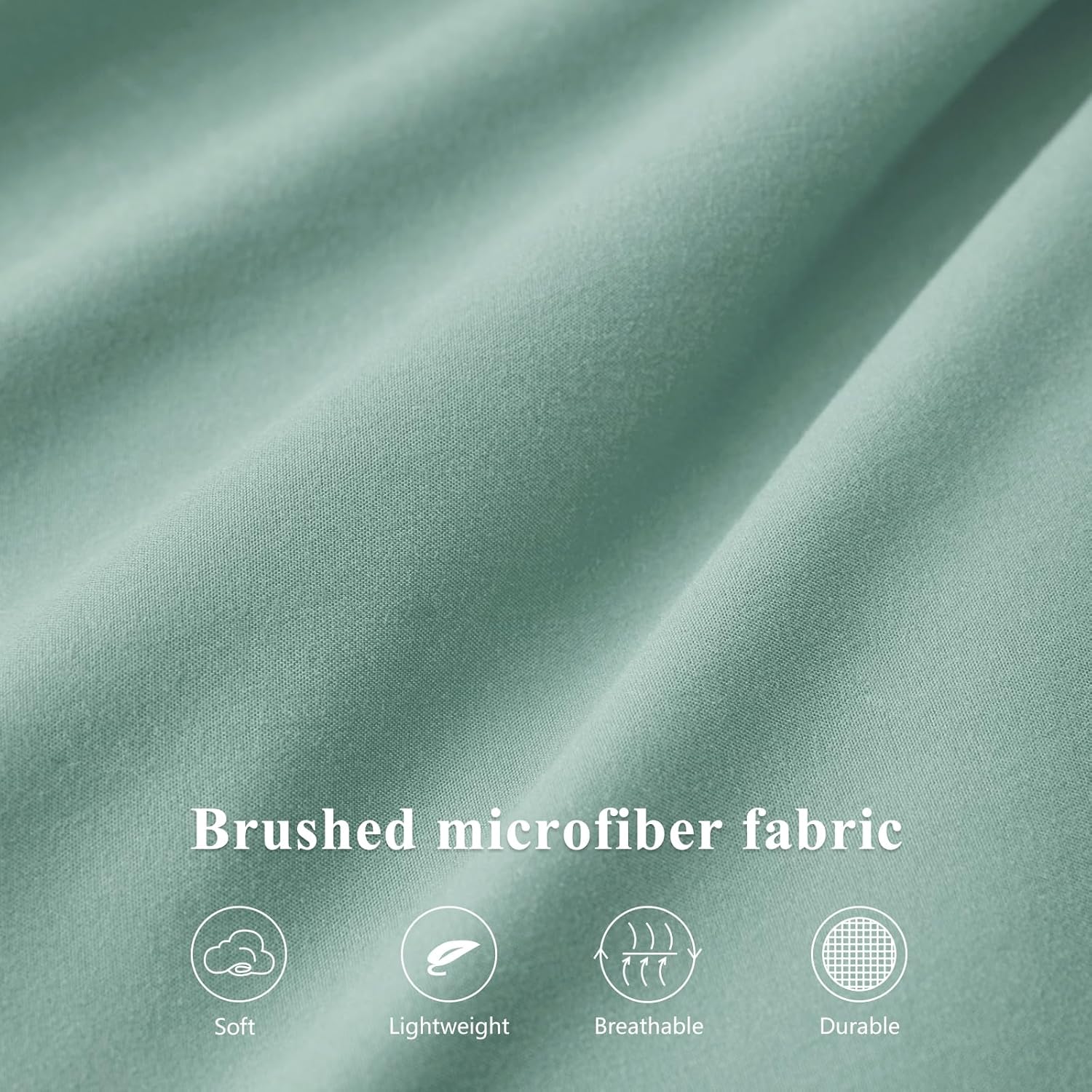 Thumbnail 3 de Aisbo Super King Fitted Sheet Sage Green (Extra Deep Pocket 16 inch / 40 cm) – Brushed Microfibre