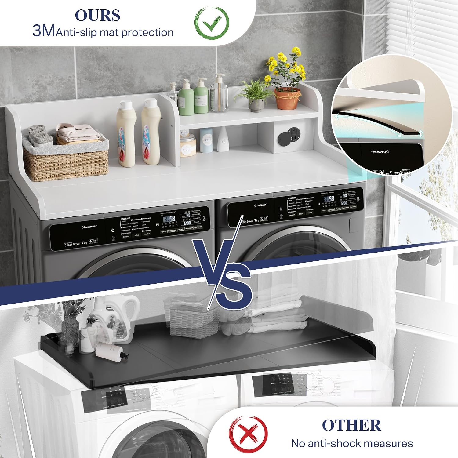 Thumbnail 3 de DTK wt Washer Dryer Countertop, 2-Tier Shelf and Charging Station, White