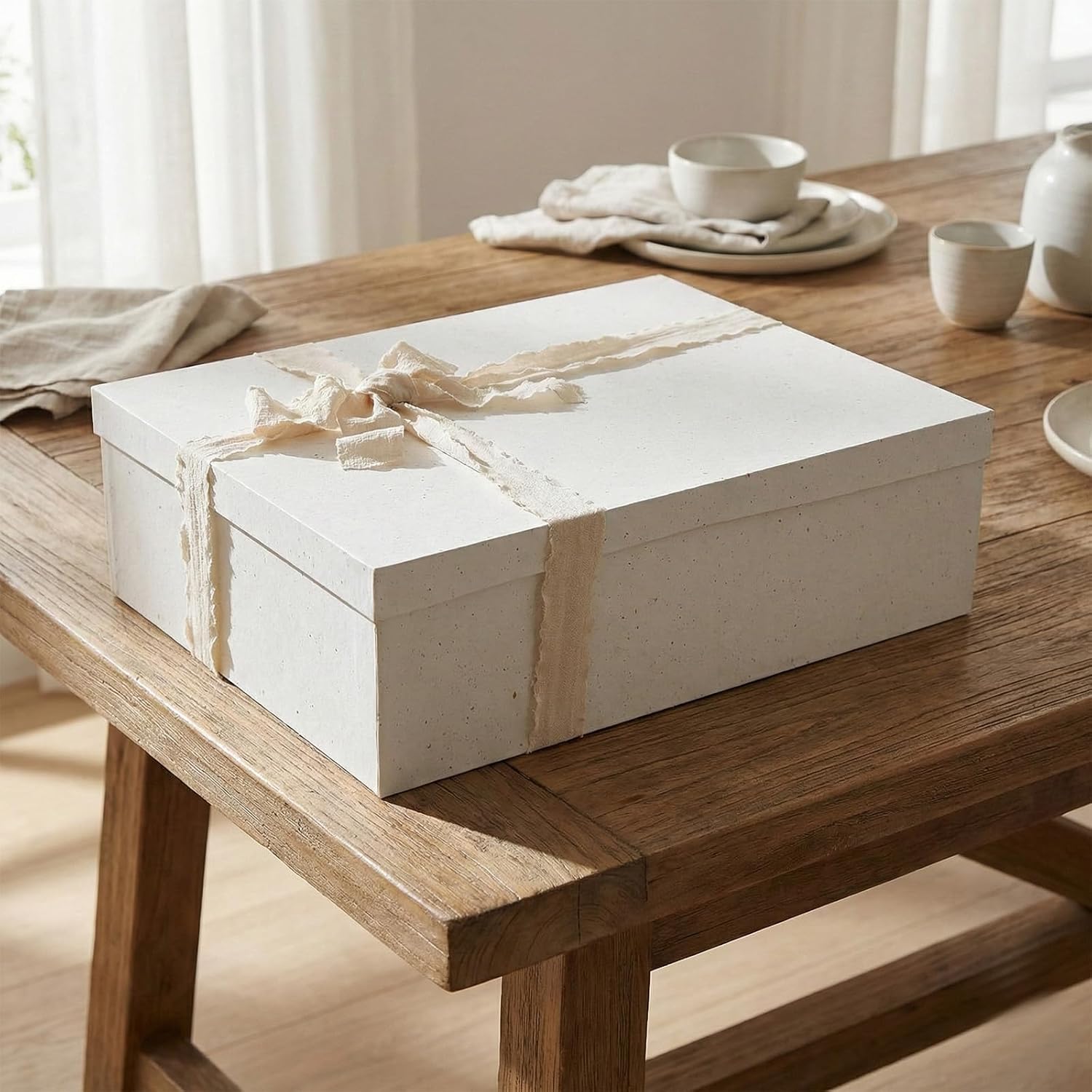 Thumbnail 3 de Tekhoho Off-White Geschenkbox 44x33x14 cm – Extra Große Rechteckige Geschenkbox mit Deckel
