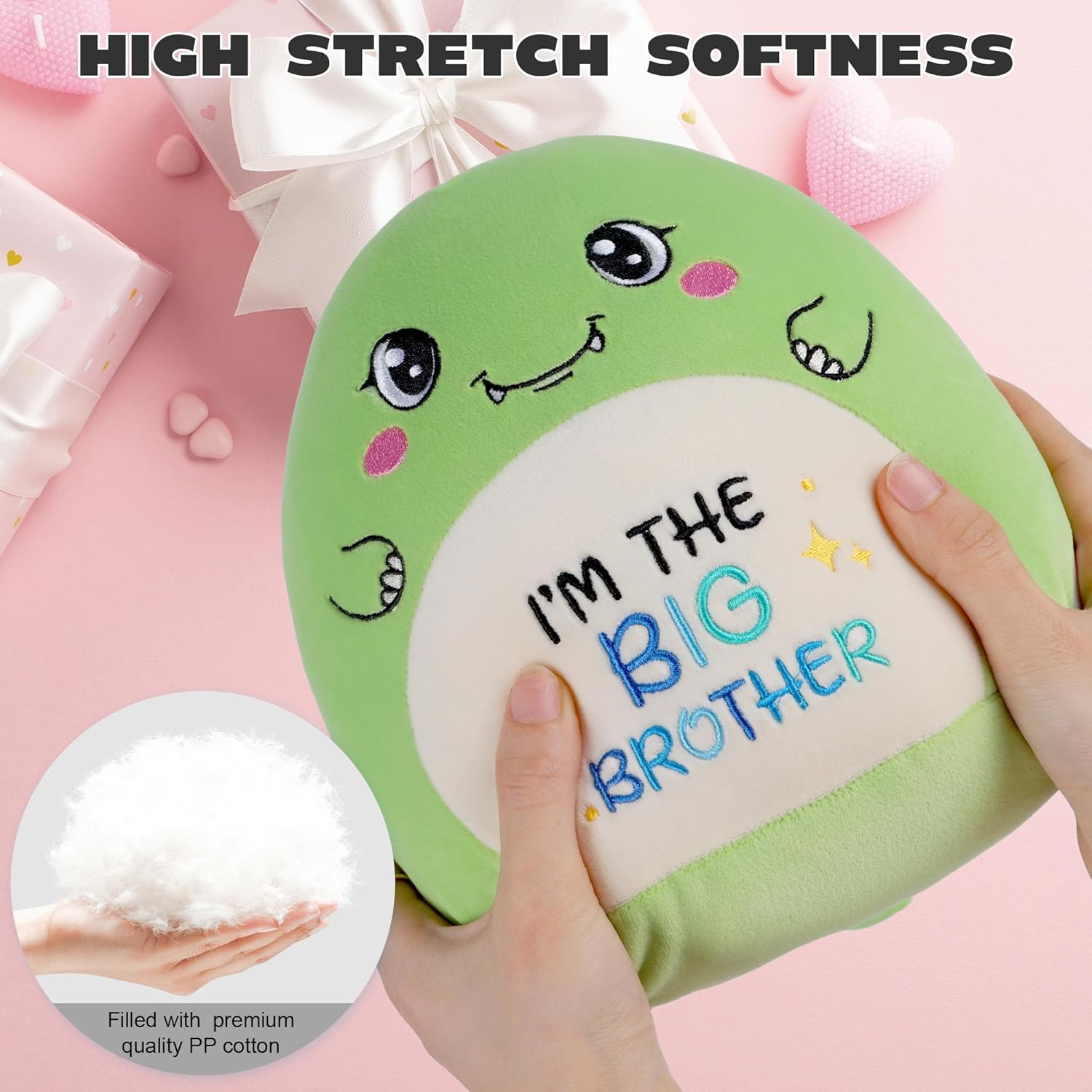 Thumbnail 5 de CozDazz Big Brother Dinosaur Stuffed Animal (10-inch green plush toy) – sibling announcement gift