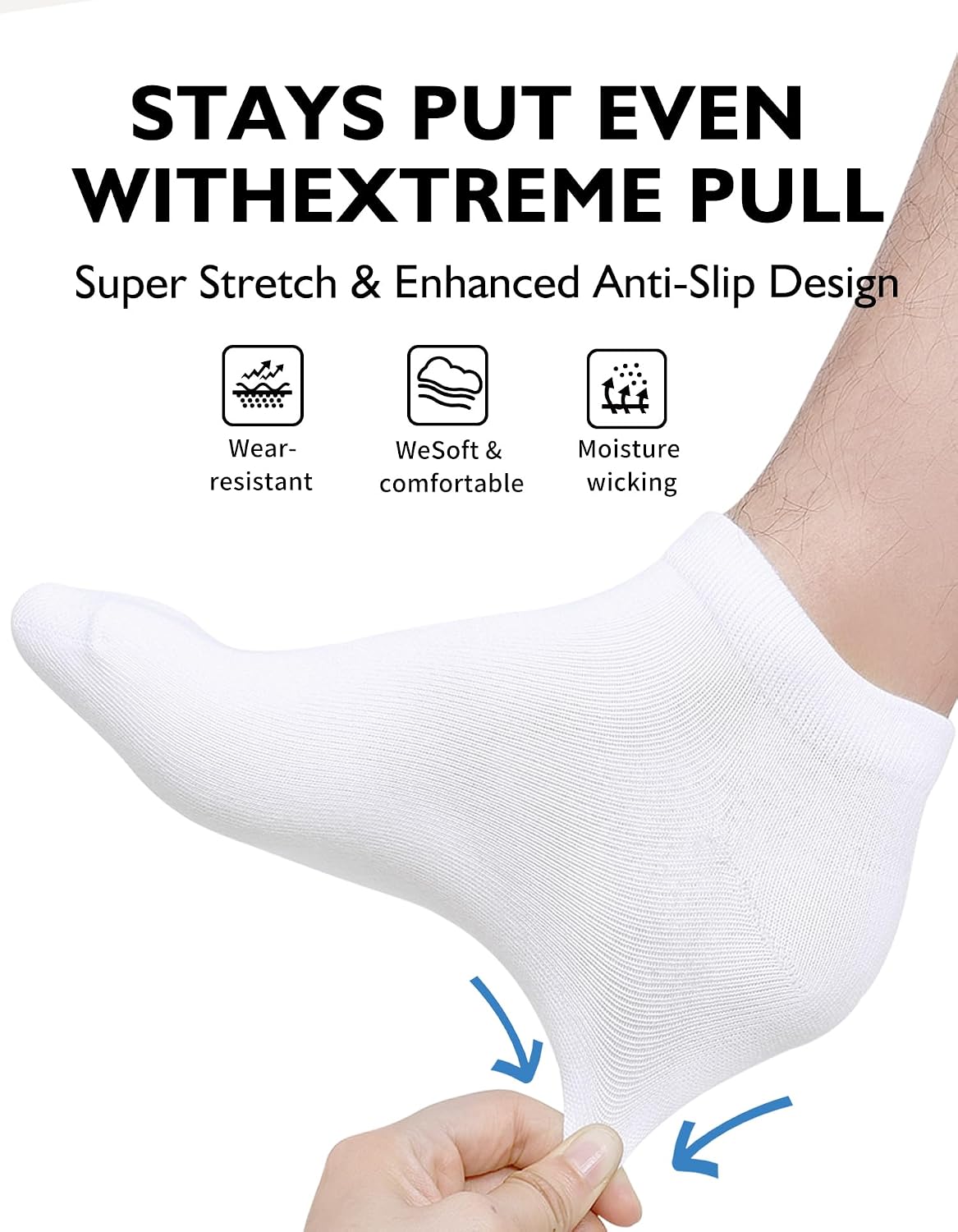 Detalle de CLOSEMATE 5/10 Pairs Ankle Socks in breathable cotton blend (men & women) – non-slip low cut for trainers