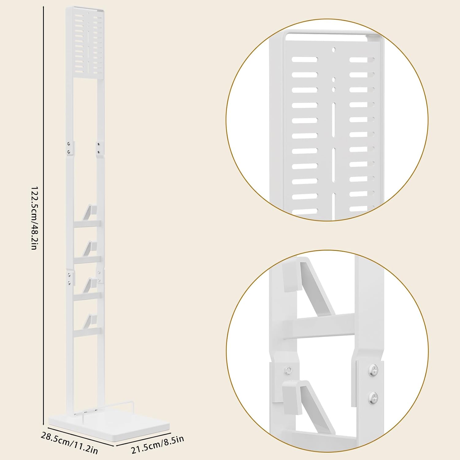 Detalle de OUTBROS metalen stofzuigerstandaard, wit, voor V15-, V12- en V11-serie