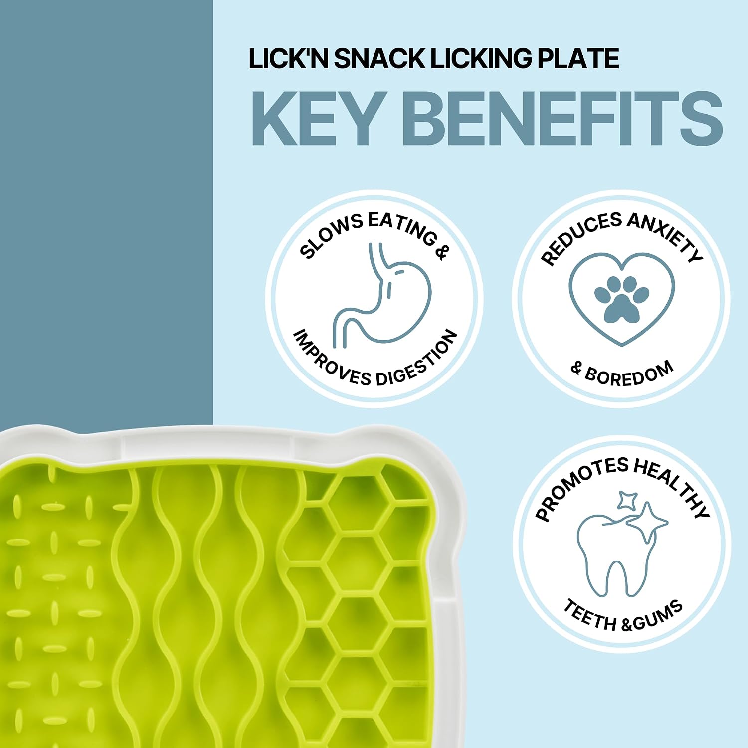 Detalle 2 de Trixie Lick'n Snack Licking Plate – Slow Feeder (Medium, Green) for Dogs and Cats