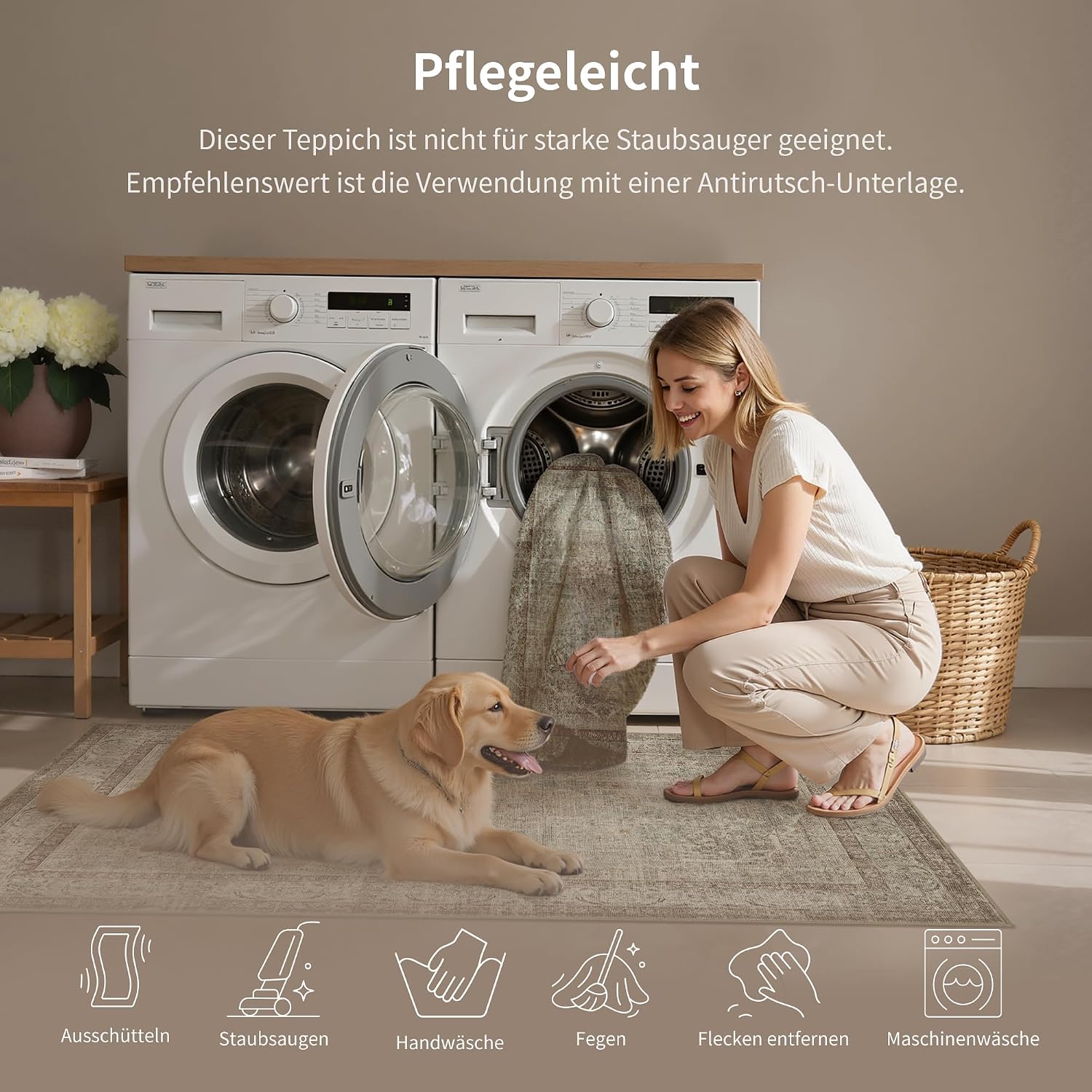 Thumbnail 4 de PureCozy Teppich 200x300 cm Vintage Braun 🏡